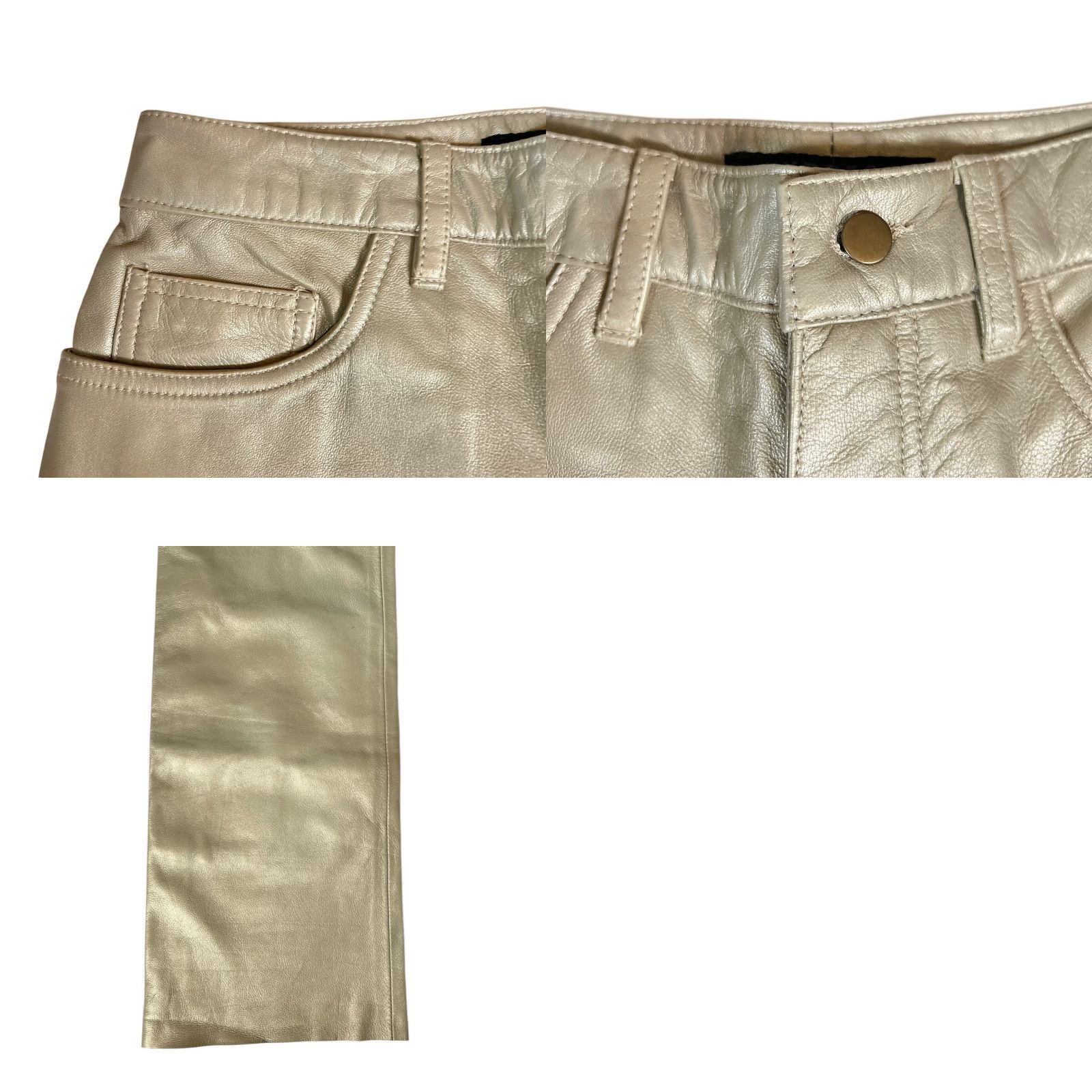 Express VINTAGE Express Leather Bootcut Pants Womens 2 Gold 2000s Deadstock NWT Leather 32" Inseam Womens Size 26" / US 2 / IT 38 - 8 Thumbnail