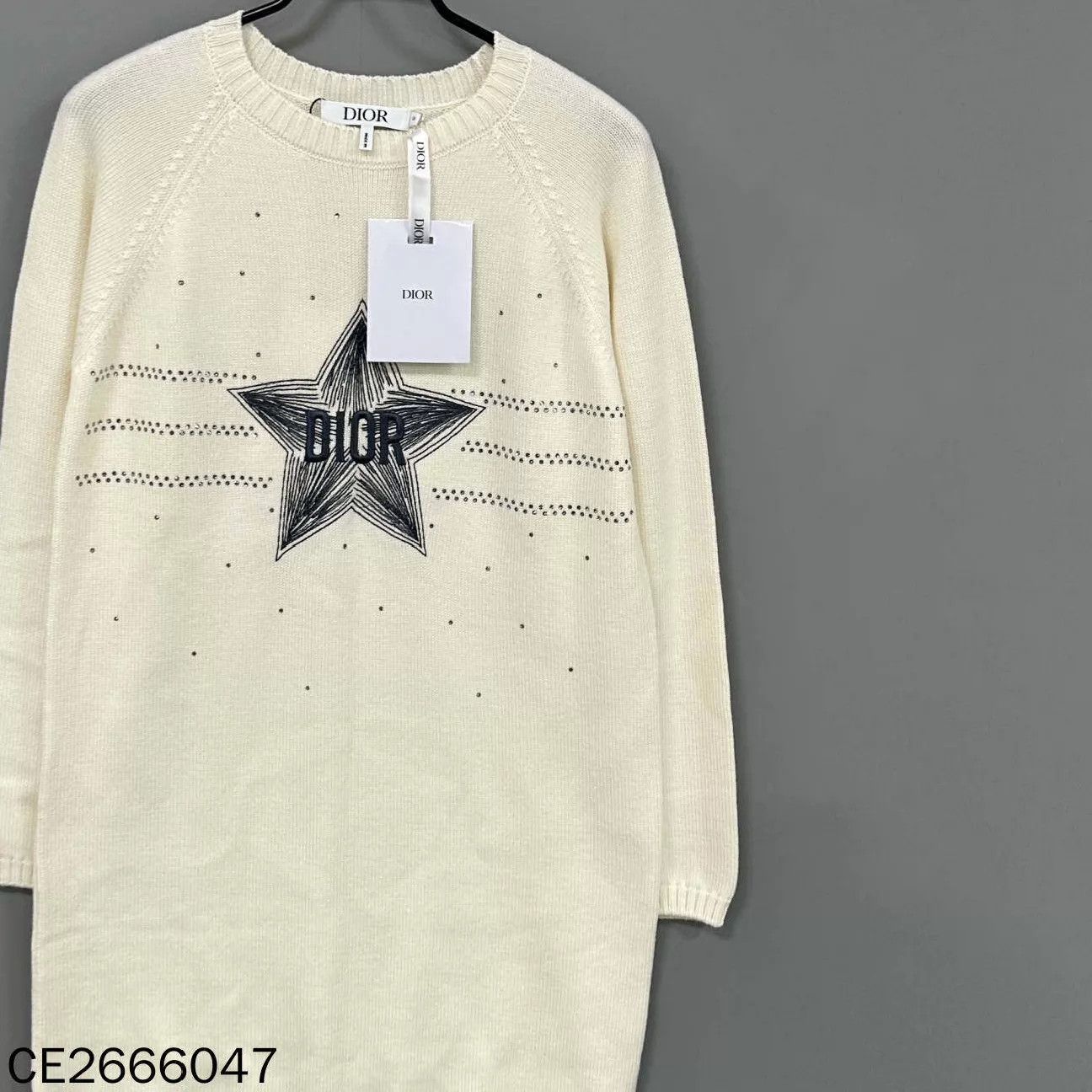 Dior Dior Cream White Wool Lucky Star Dress Women's Size XL / US 12-14 / IT 48-50 - 2 Thumbnail