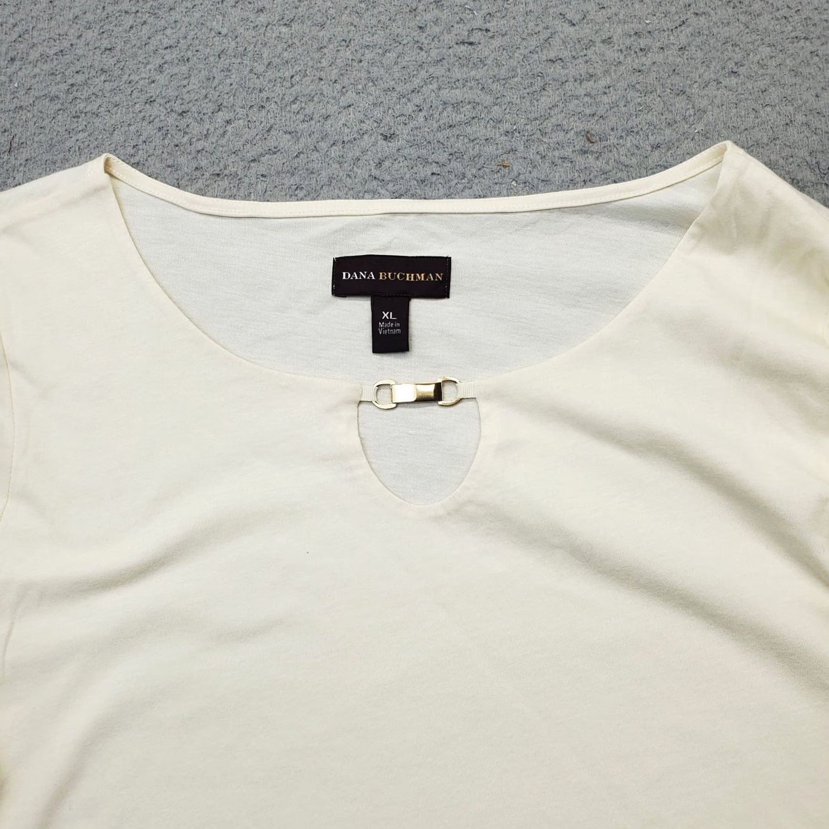 Vintage Dana Buchman Blouse Women XL Cream Long Sleeve Pullover Top Round Neck Casual Size XL / US 12-14 / IT 48-50 - 5 Thumbnail