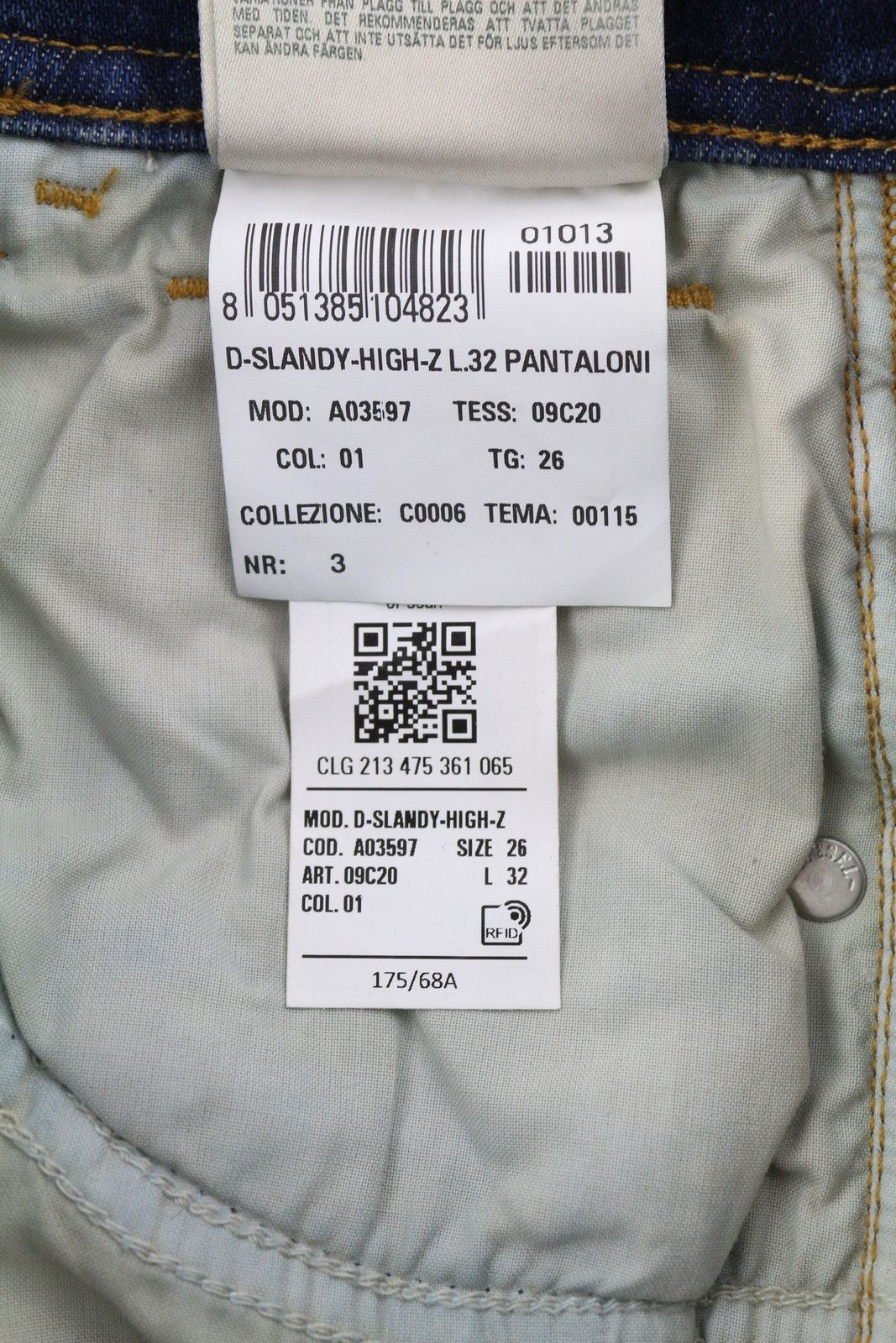 Diesel D-SLANDY-HIGH-Z 09C20 W26/L32 Skinny Blue Jeans 40683 Size 26" / US 2 / IT 38 - 11 Thumbnail