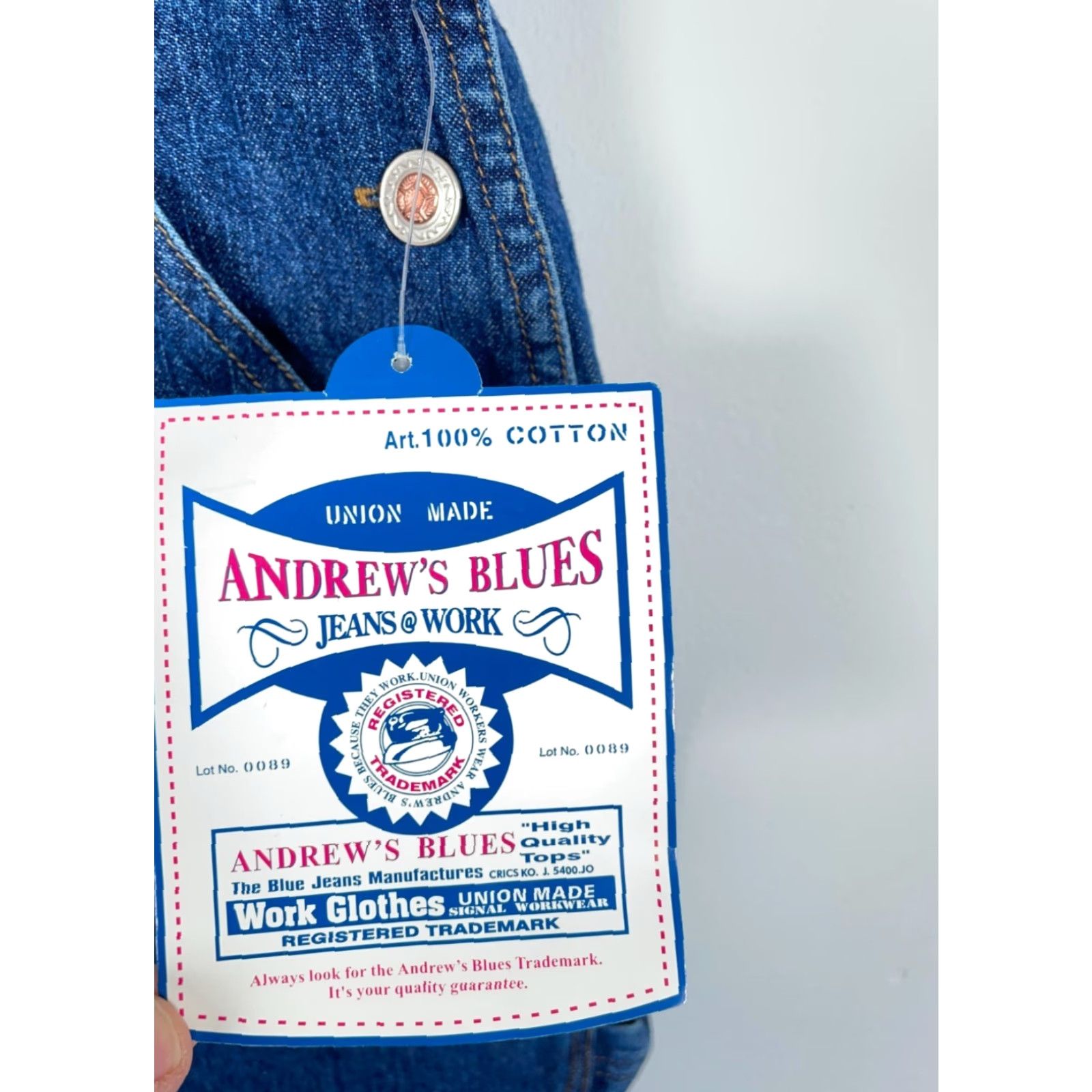 Denime VINTAGE 90s Denim Bib Overalls Women's Medium Blue Jean Baggy Grunge Skater Unworn Andrew's Blues Jeansworks Overall Pockets Size 32" / US 10 / IT 46 - 4 Thumbnail
