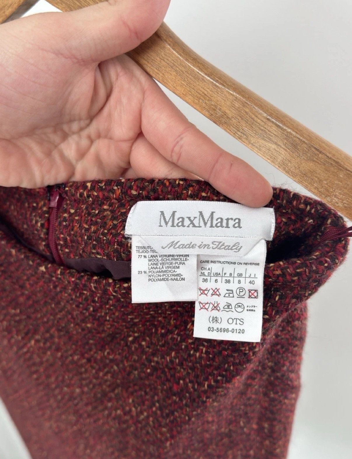 Max Mara Max Mara Wool Knitted Red Skirt Luxury Woman Size S Size 28" / US 6 / IT 42 - 6 Thumbnail