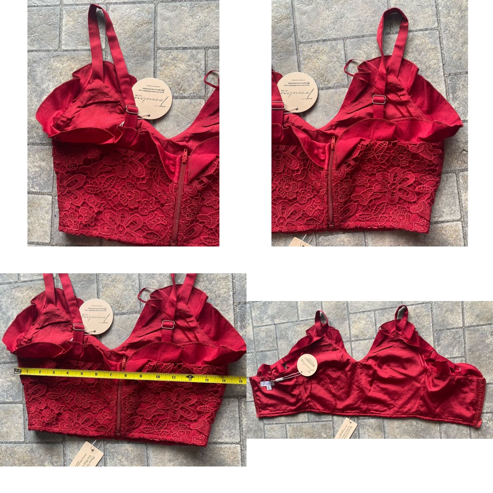 Vintage Two Sisters The Label Tank WOMENS XS Red Lace Crop Top V Neck NEW WITH TAGS Size XS / US 0-2 / IT 36-38 - 8 Thumbnail
