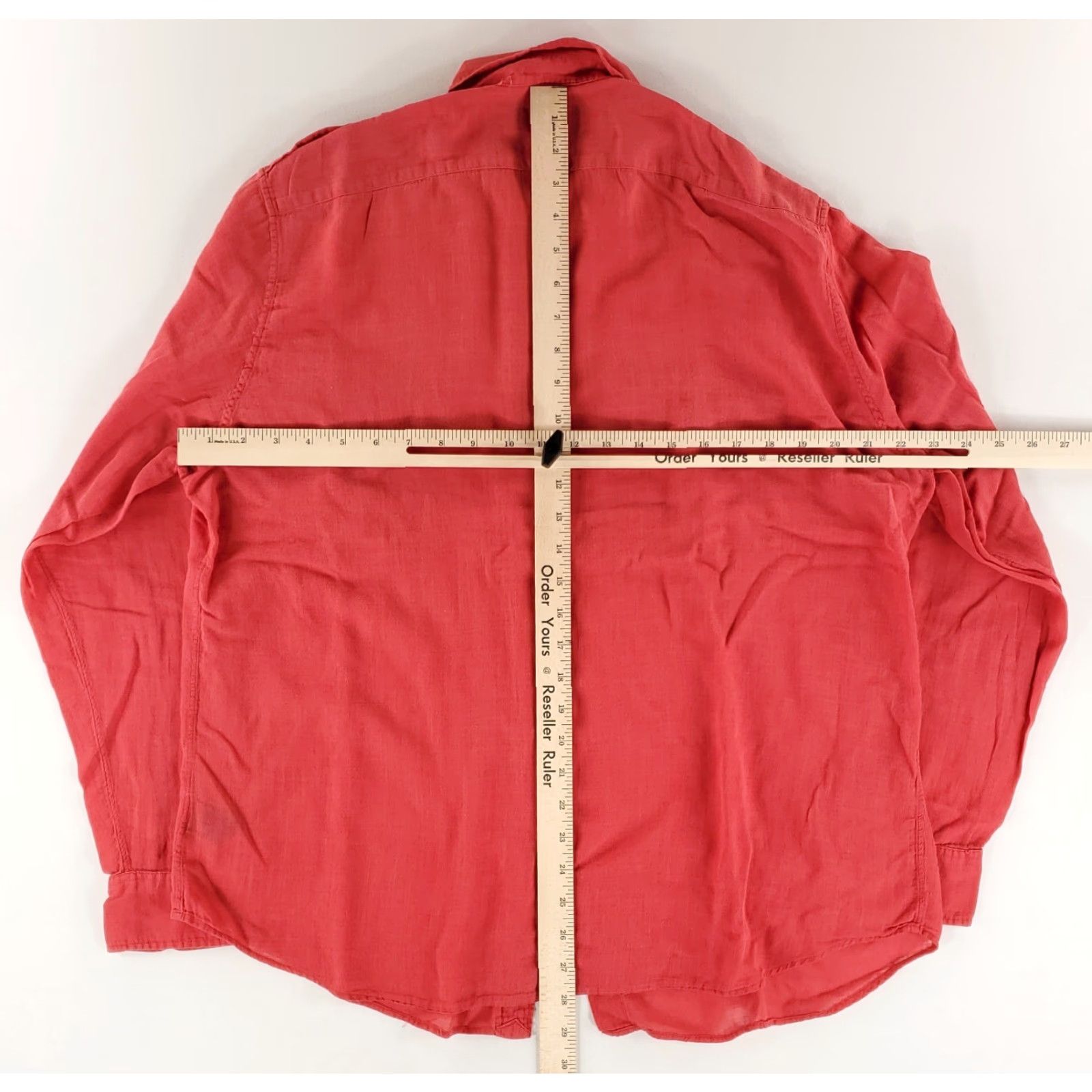 Polo Ralph Lauren Polo Ralph Lauren Button-Up Shirt Red Epaulettes Mens XL Sheer Long Sleeve Shirt Size US XL / EU 56 / 4 - 6 Thumbnail