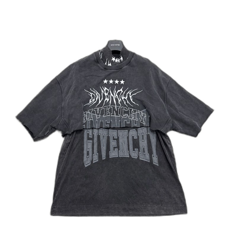 Givenchy Givenchy Givenchy Vintage Wash Twolayer Short Sleeve Shirt Size US L / EU 52-54 / 3 - 1 Thumbnail