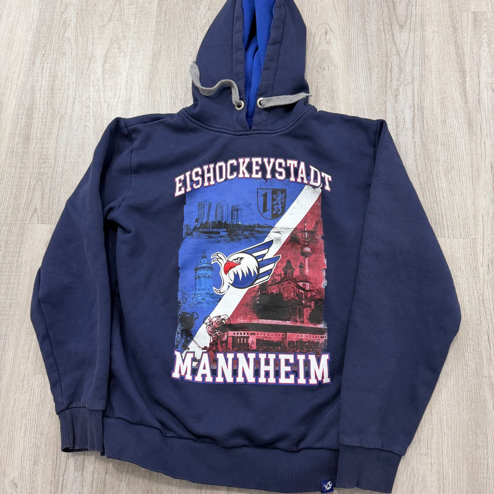 Vintage Adler Mannheim Hockey Hoodie Men's Large Blue Pullover Size US L / EU 52-54 / 3 - 2 Thumbnail