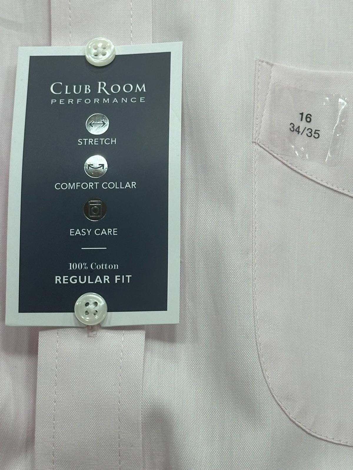 Club Room Club Room Stretch Reg Fit Easy Care Button Down Pink 34/35 L Size 42R - 4 Thumbnail