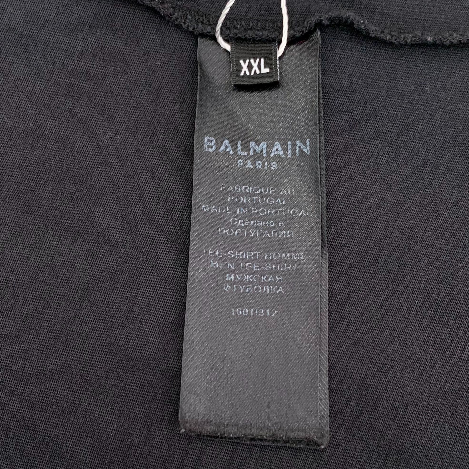 Balmain Balmain Black Logo Letter Printed Cotton Round-Neck Short-Sl Size XXL / US 16-18 / IT 52-54 - 3 Thumbnail