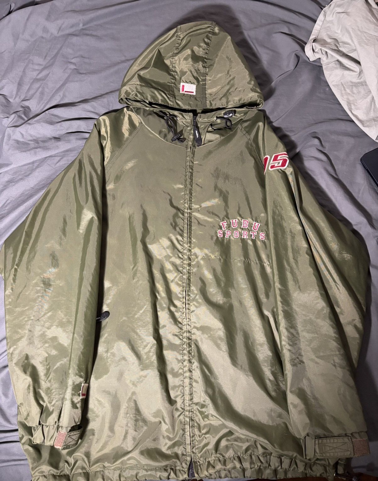 Fubu FUBU Sports Olive Windbreaker Size US XL / EU 56 / 4 - 1 Thumbnail