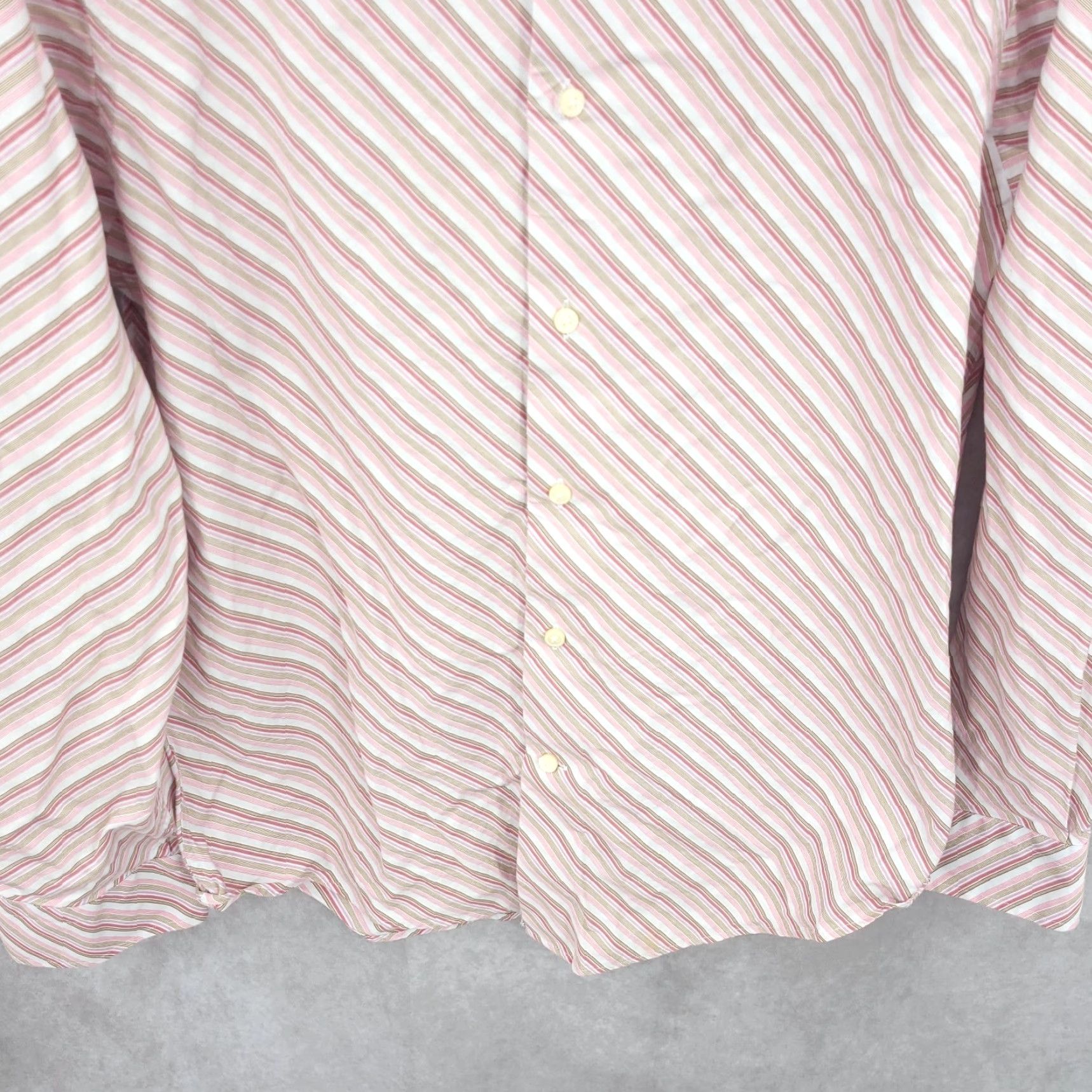 Express Express Shirt Mens Medium Pink Striped Classic Fit Button Up Polyester Blend Size US M / EU 48-50 / 2 - 2 Thumbnail