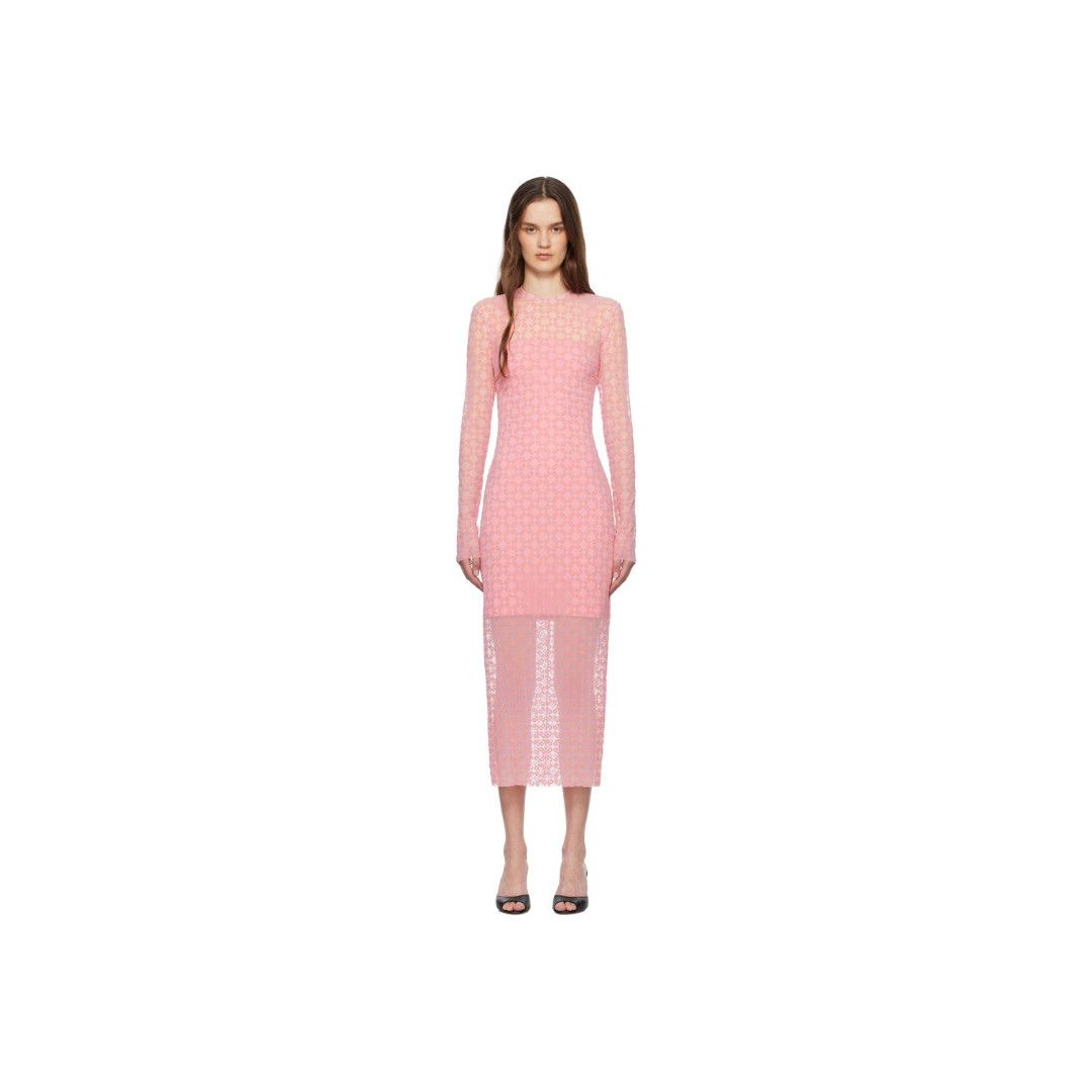 Givenchy o1srvl11e1225 Monogram 72 Tulle Midi Dress in Pink Size XL / US 12-14 / IT 48-50 - 1 Thumbnail