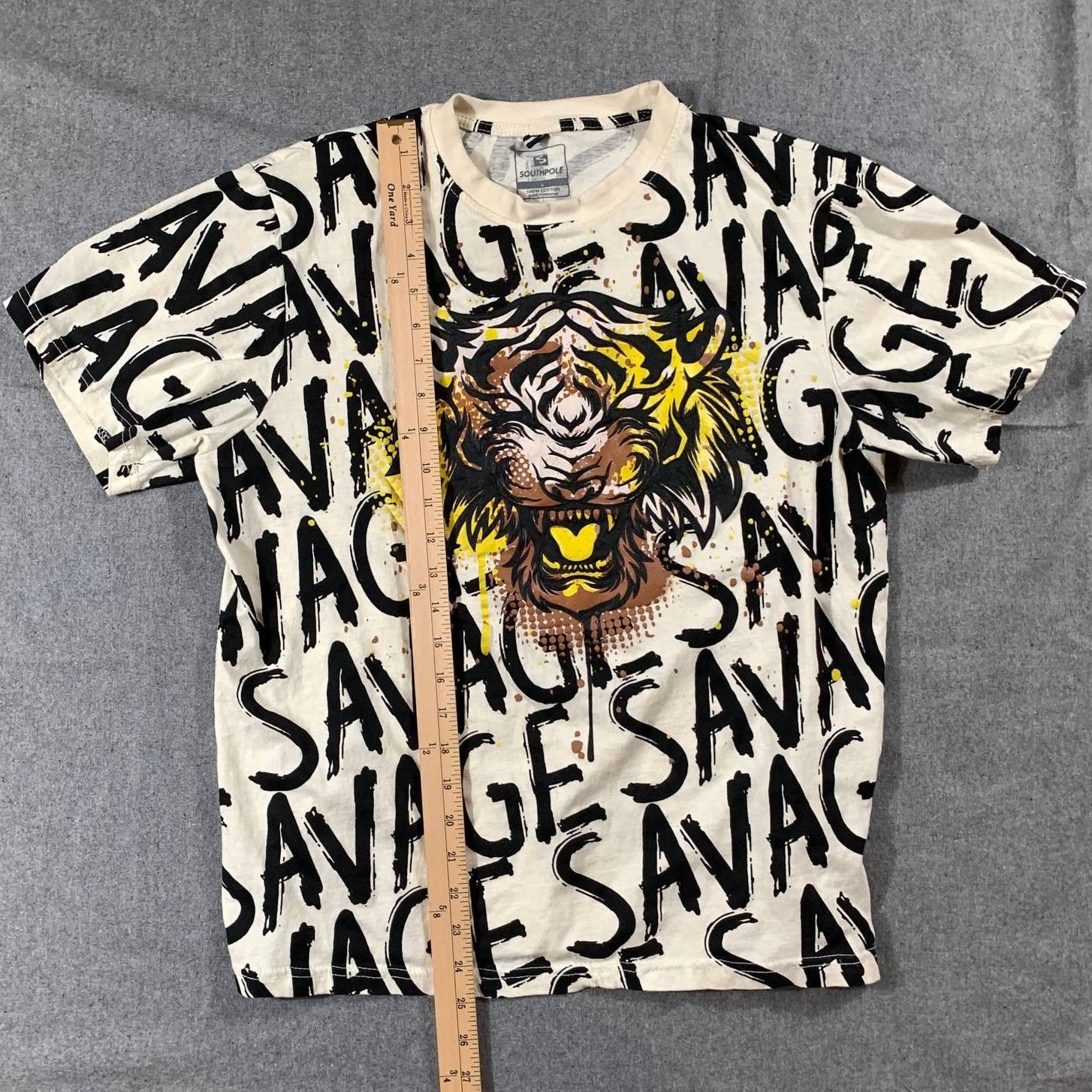 Southpole South Pole Savage Tiger Shirt Women Large White Short Sleeve Size L / US 10 / IT 46 - 6 Thumbnail