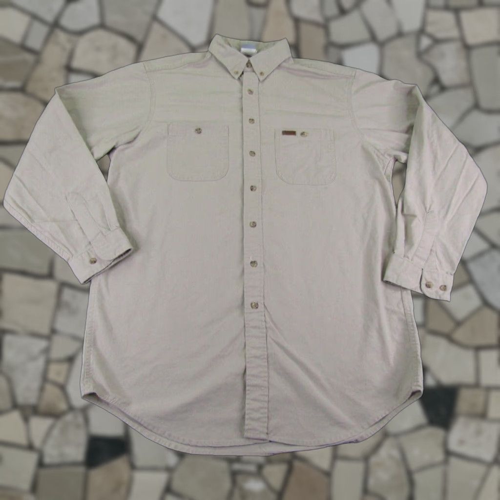 Carhartt VINTAGE Carhartt Shirt Mens Large Tall Casual Workwear Long Sleeve Khaki Cotton Size US L / EU 52-54 / 3 - 1 Thumbnail