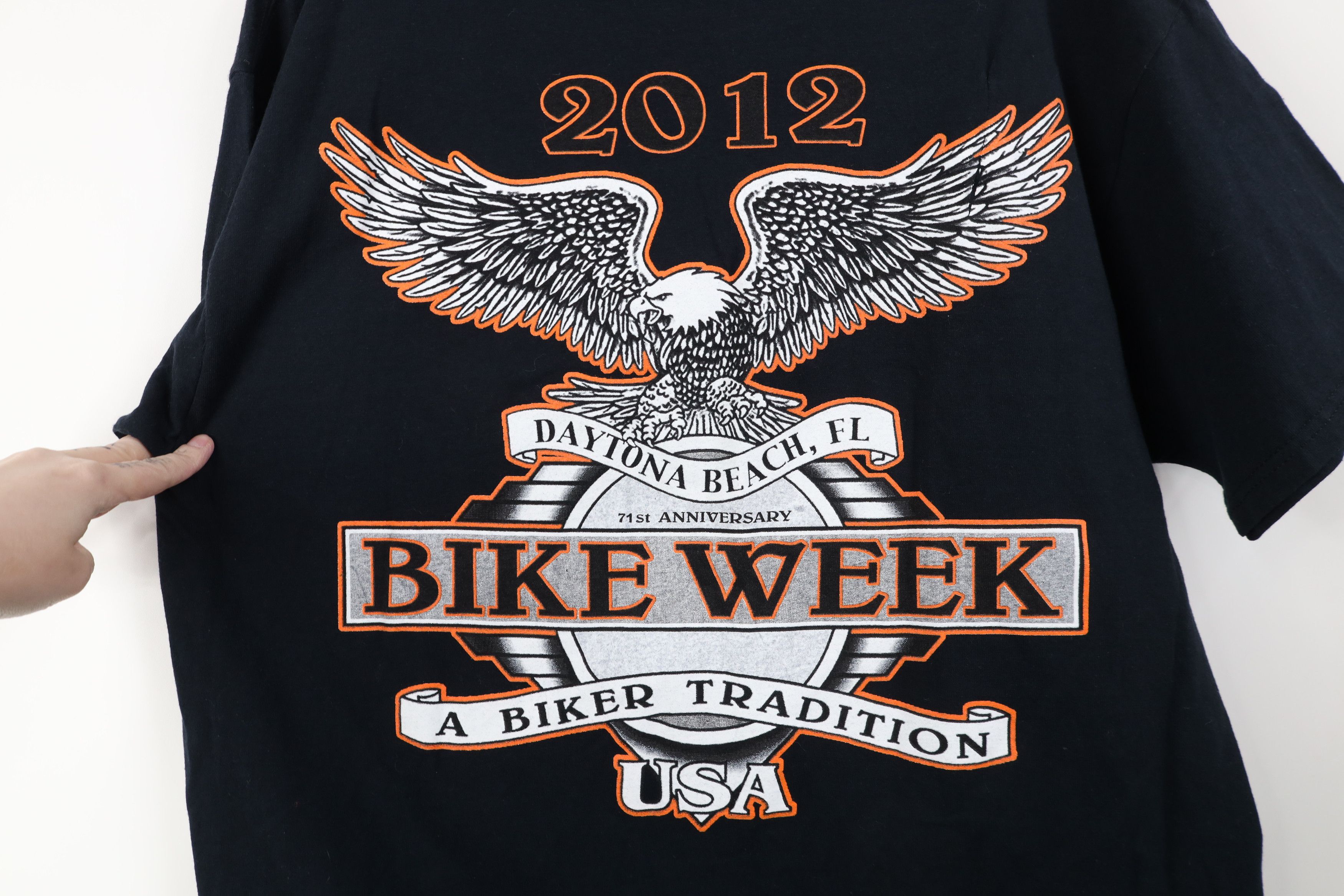 Vintage Vintage Y2K 2012 Daytona Bike Week Eagle Fire Flames T-Shirt Size US L / EU 52-54 / 3 - 9 Thumbnail