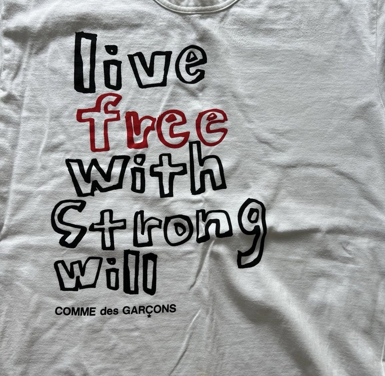 Comme des Garcons Homme Comme Des Garcons T-Shirt Live Free With Strong Will Sz. L Size US L / EU 52-54 / 3 - 3 Thumbnail