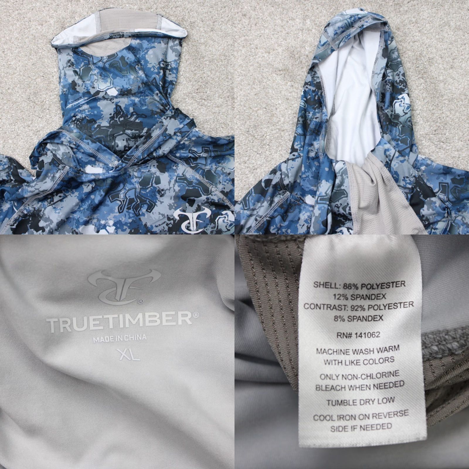Vintage True Timber Hoodie Mens XL Blue Camo Ragewater Pullover Hooded Shirt Long Sleeve Camouflage Fish Style 90s (if applicable) Mens Size US XL / EU 56 / 4 - 8 Thumbnail