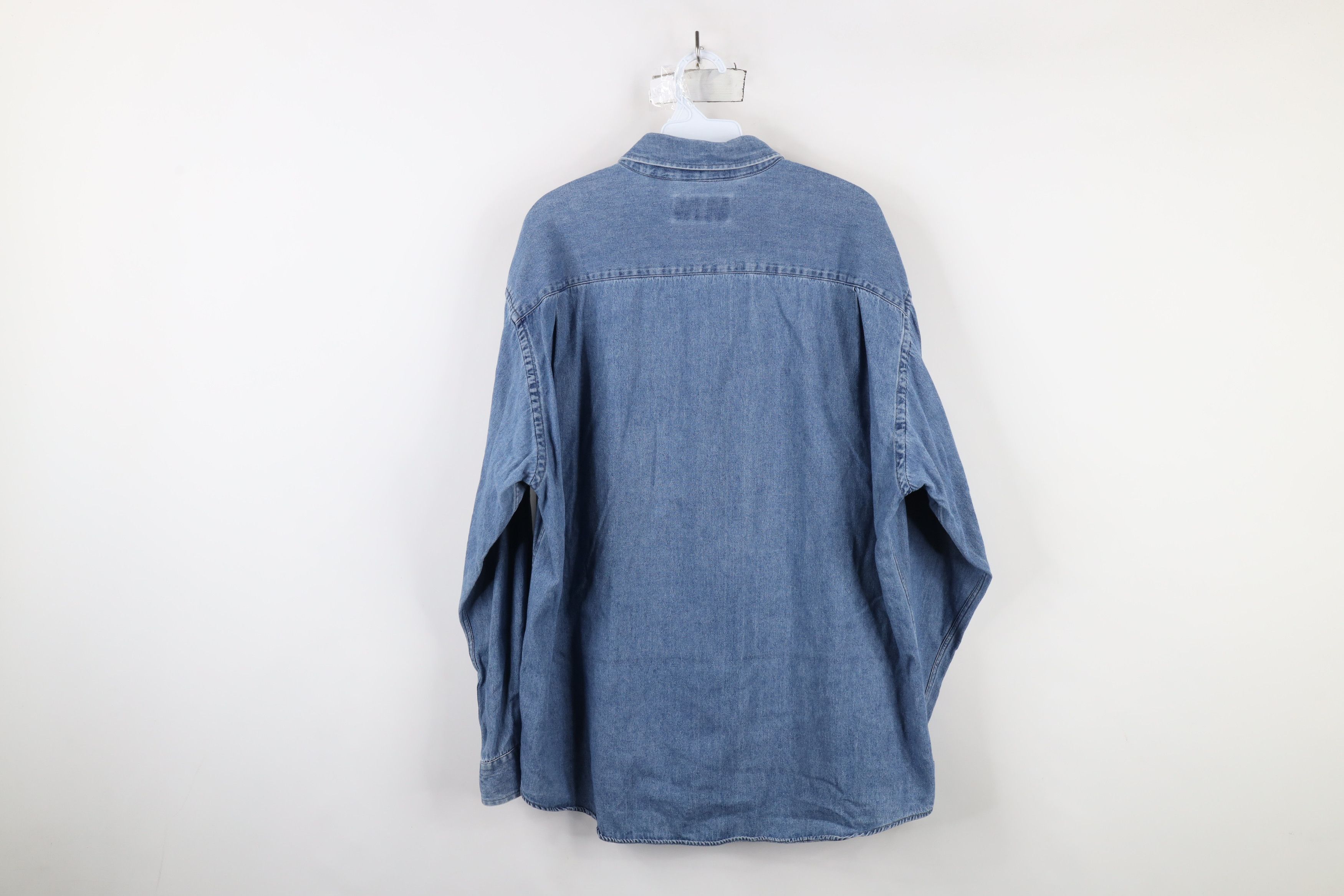Vintage Vintage 90s Streetwear Collared Denim Jean Button Down Shirt Size US L / EU 52-54 / 3 - 9 Thumbnail