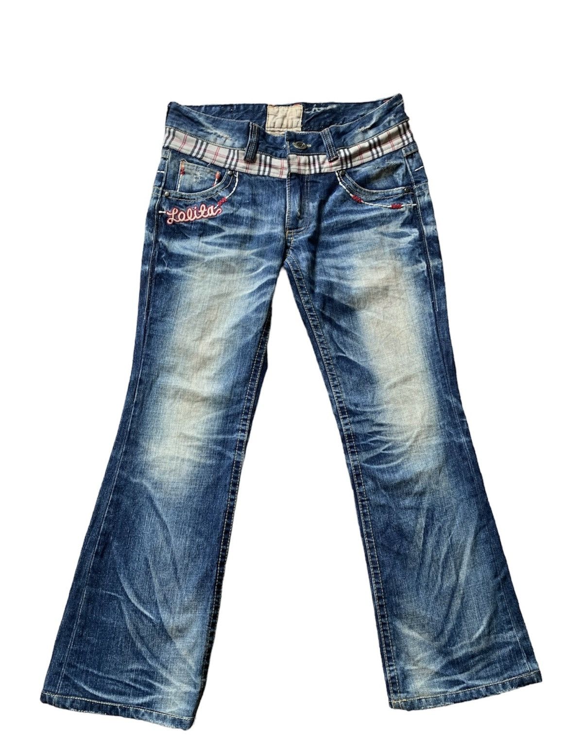 Japanese Brand FLARE LOLITA EMBROIDERY LOW RISE JEANS Size US 33 - 2 Thumbnail