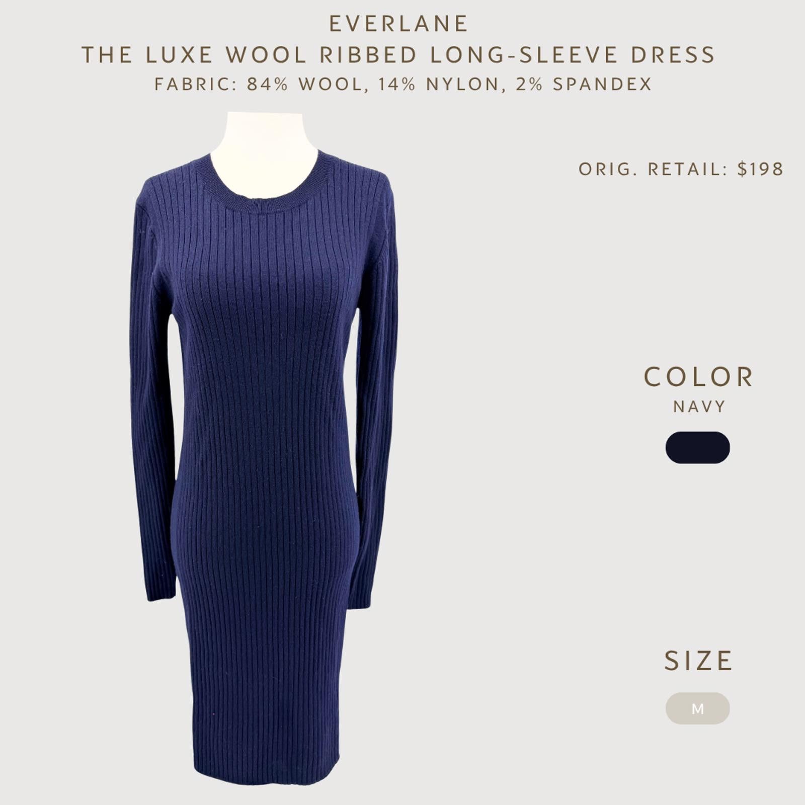 Everlane Everlane Ribbed Wool Sweater Dress Navy Long Sleeve M Size M / US 6-8 / IT 42-44 - 2 Thumbnail