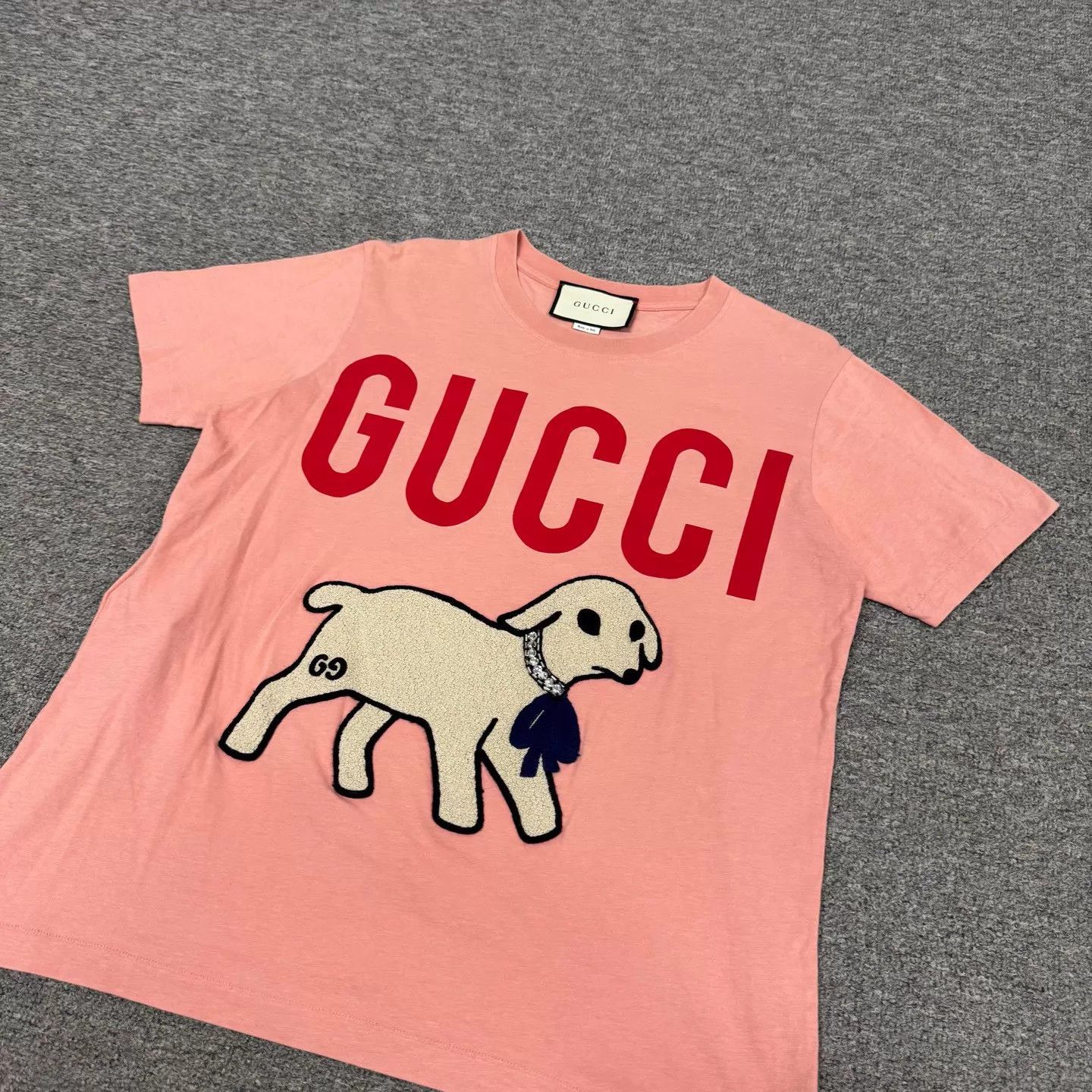 Gucci Gucci Pink Lamb Emblem Crew SS Tee M 99N Size M / US 6-8 / IT 42-44 - 3 Thumbnail
