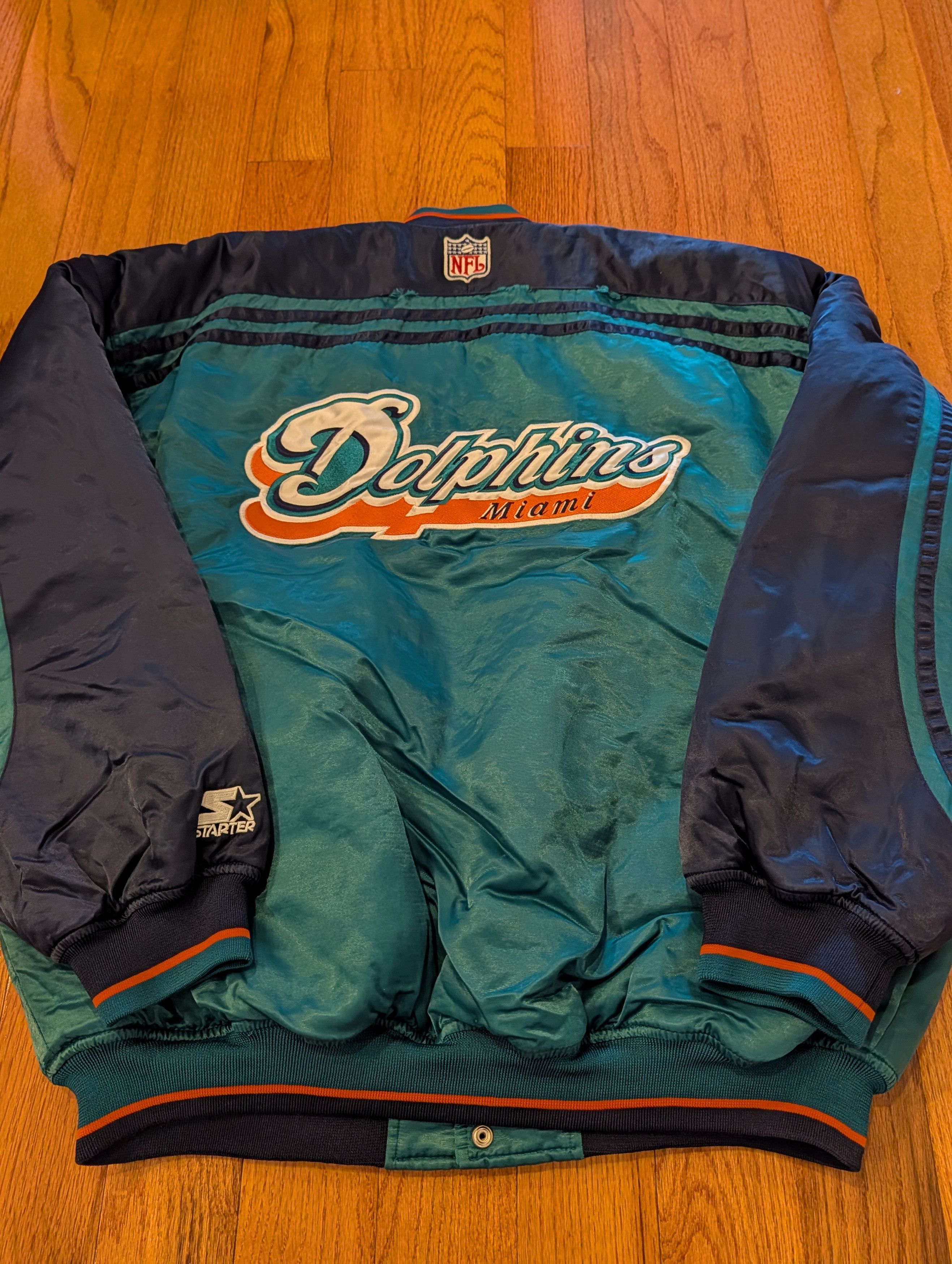 NFL Vintage 90's Starter Pro Line Miami Dolphins Satin Jacket Size US XL / EU 56 / 4 - 1 Thumbnail