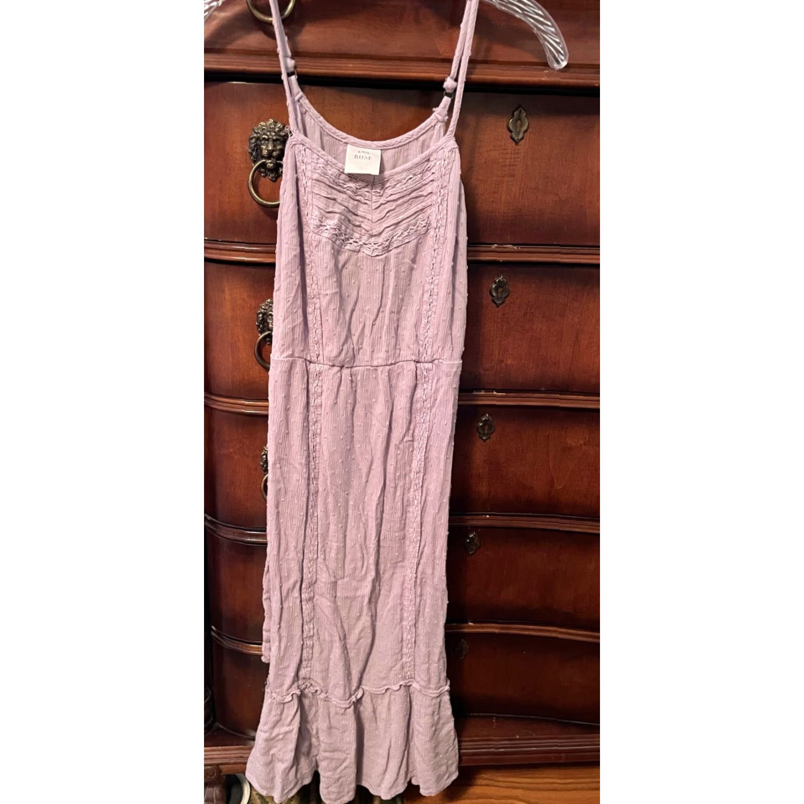 Vintage Knox Rose Sundress Woman’s S Sleeveless Spaghetti Strap Long Dusty Lavender Purple Bohemian Solid Rayon Summer Dress Size S / US 4 / IT 40 - 3 Thumbnail