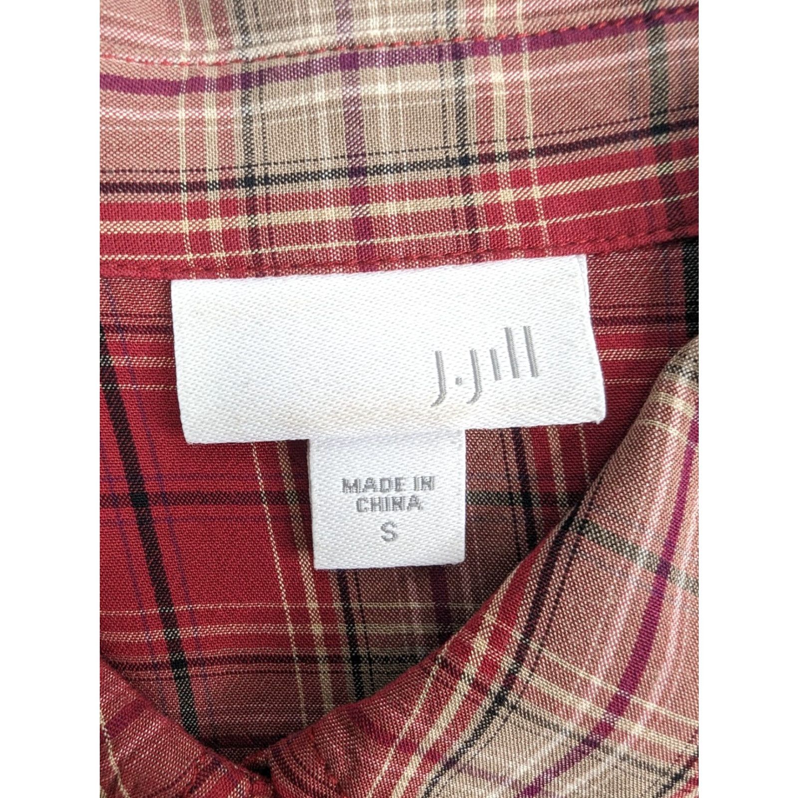 J. Jill J Jill Blouse Shirt Women’s Small Red Tartan Plaid Long Sleeve Button Up Rayon Size S / US 4 / IT 40 - 7 Thumbnail