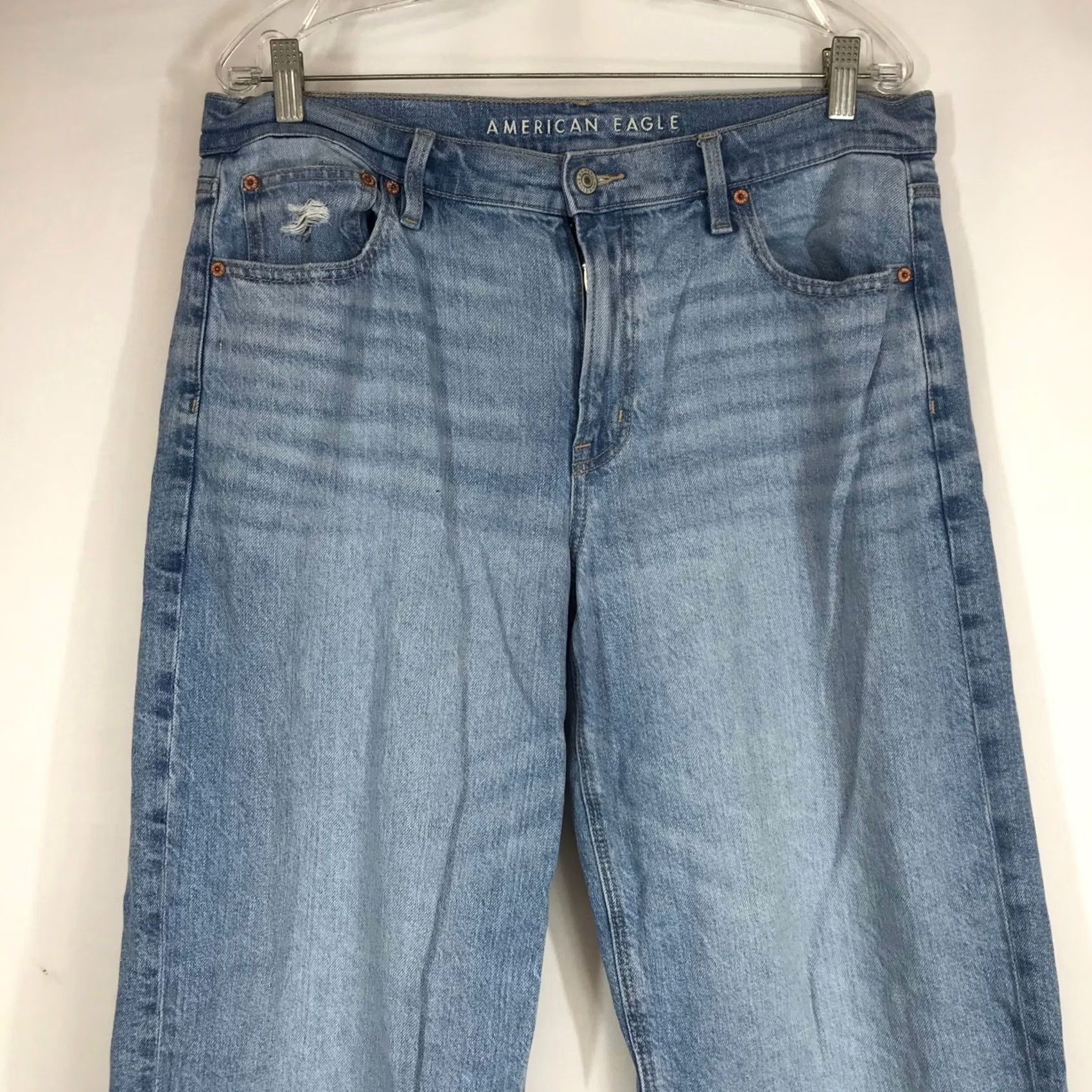 Vintage American Eagle Strigid Jeans High Rise Wide Leg Light Wash Blue 12 Regular Women Size 34" / US 12 / IT 48 - 2 Thumbnail