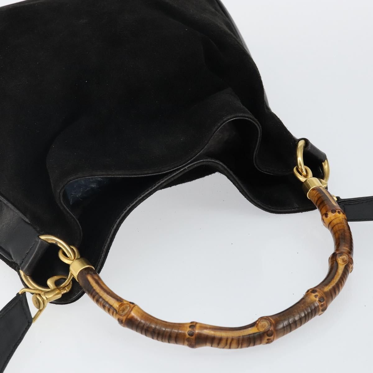 Gucci GUCCI Handbag Suede Leather Black Gold 001 1732 001 1732 Size ONE SIZE - 6 Thumbnail