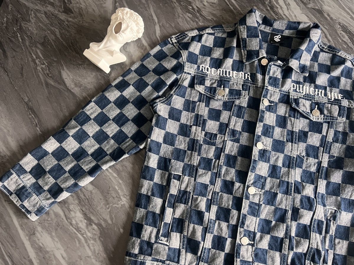 Rocawear Roca Wear : Check Board Pattern Denim Jacket Size US M / EU 48-50 / 2 - 5 Thumbnail