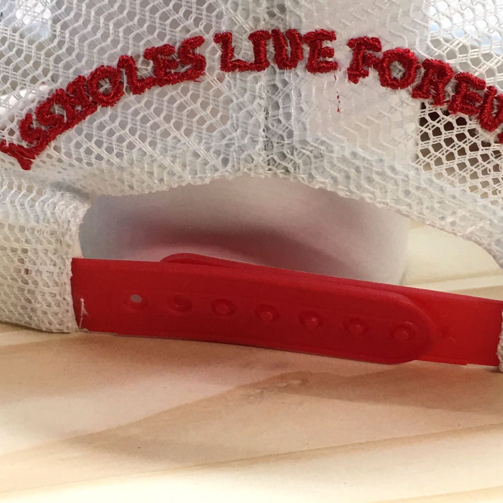 Logo 7 AF Live Forever Trucker Hat Mens Red White One Size Adjustable Embroidered Logo Size ONE SIZE - 7 Thumbnail
