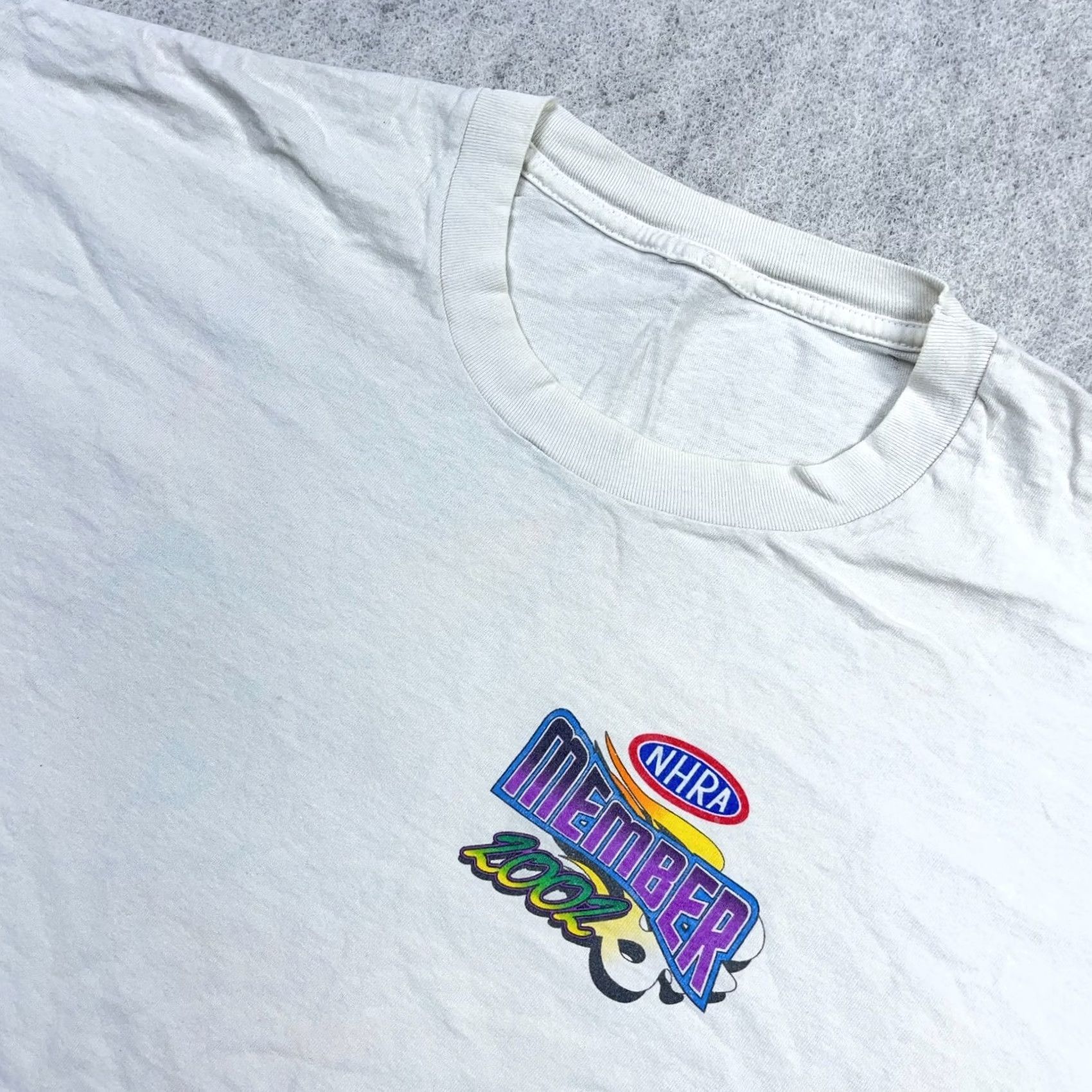 Vintage VINTAGE NHRA Shirt Men 2XL White Drag Racing Tee Y2K Grunge Stained Worn Graphic Print Short Sleeve Crew Neck Logo Decade: 90s Size US XXL / EU 58 / 5 - 3 Thumbnail