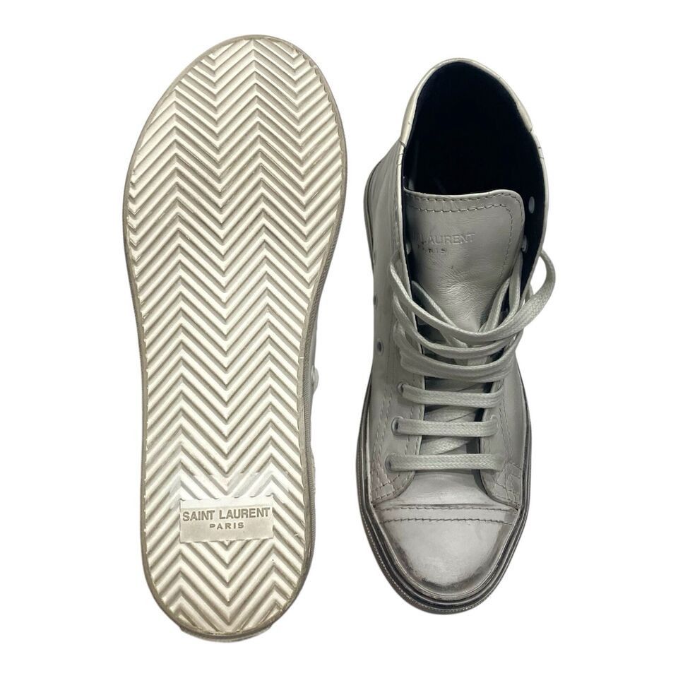 Saint Laurent Paris $695 Bedford White Distressed Leather High-Top Sneaker Size US 5 / IT 35 - 10 Thumbnail