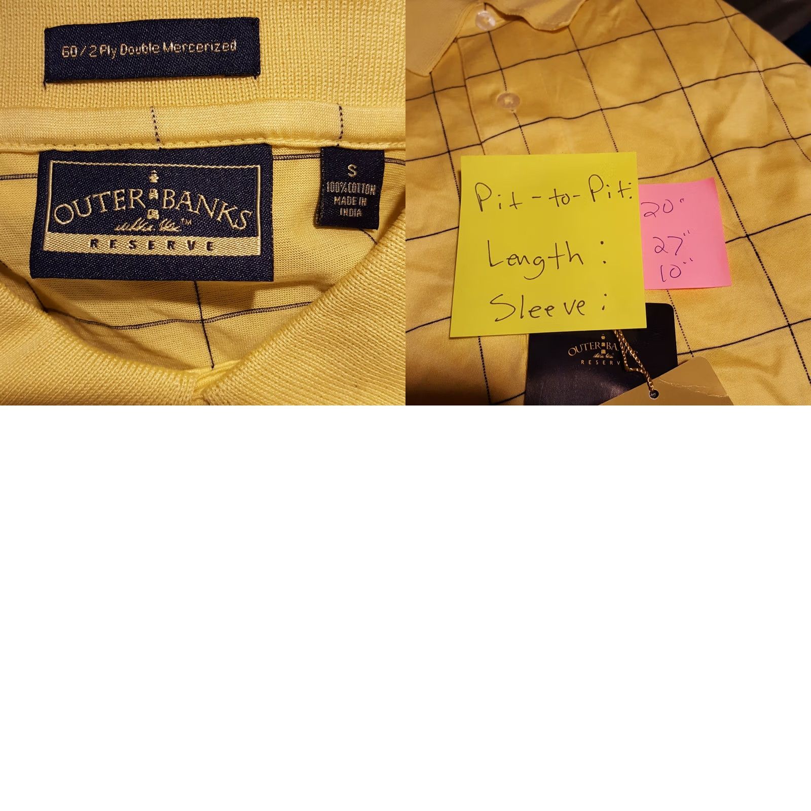 Vintage VINTAGE Outer Banks Yellow Checkered Plaid Golf Short Sleeve Polo Shirt Mens Size S Size US S / EU 44-46 / 1 - 8 Thumbnail