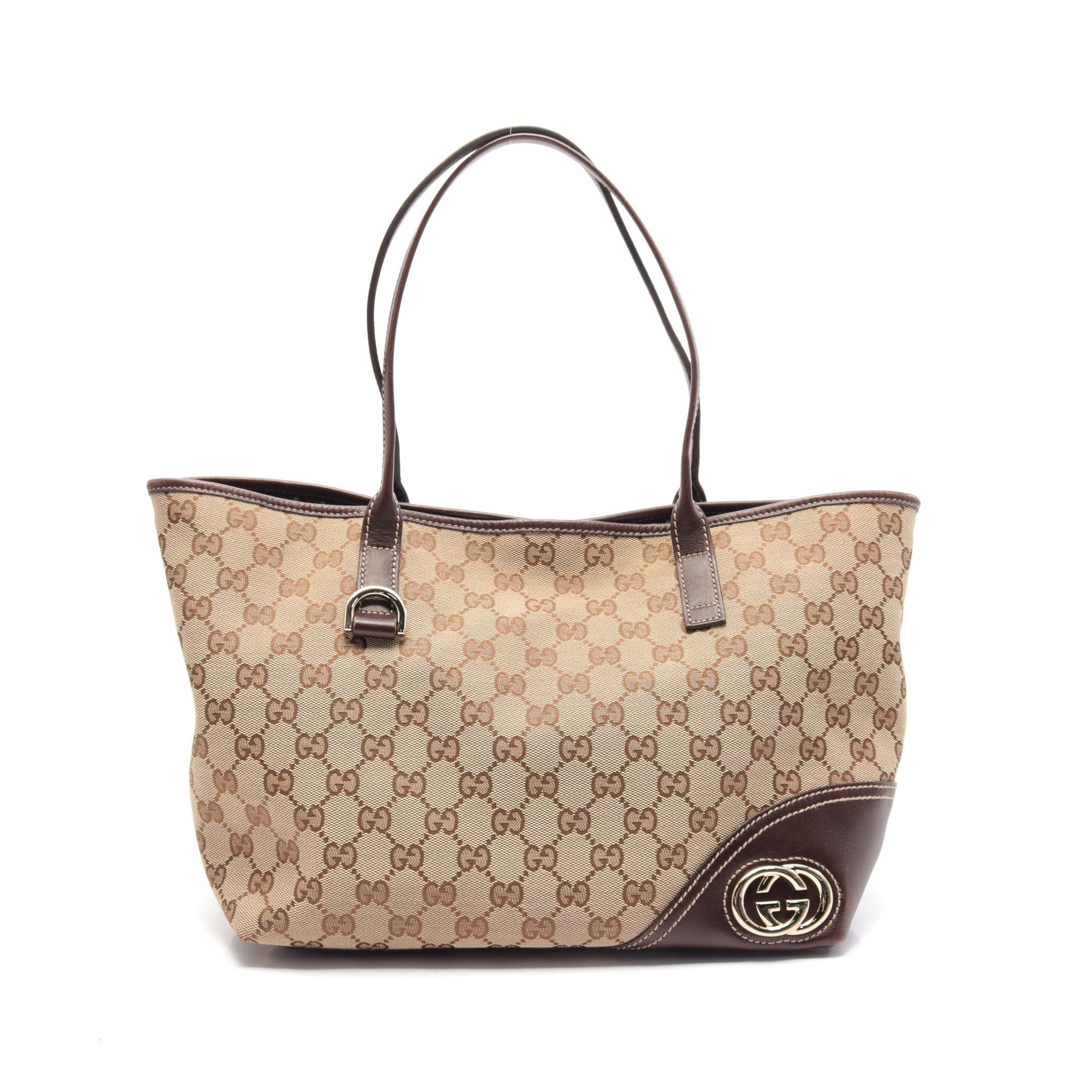 Gucci Gucci New Bullitt Gg Canvas Handbag Tote Bag Leather Beige Dark Brown Size ONE SIZE - 1 Thumbnail