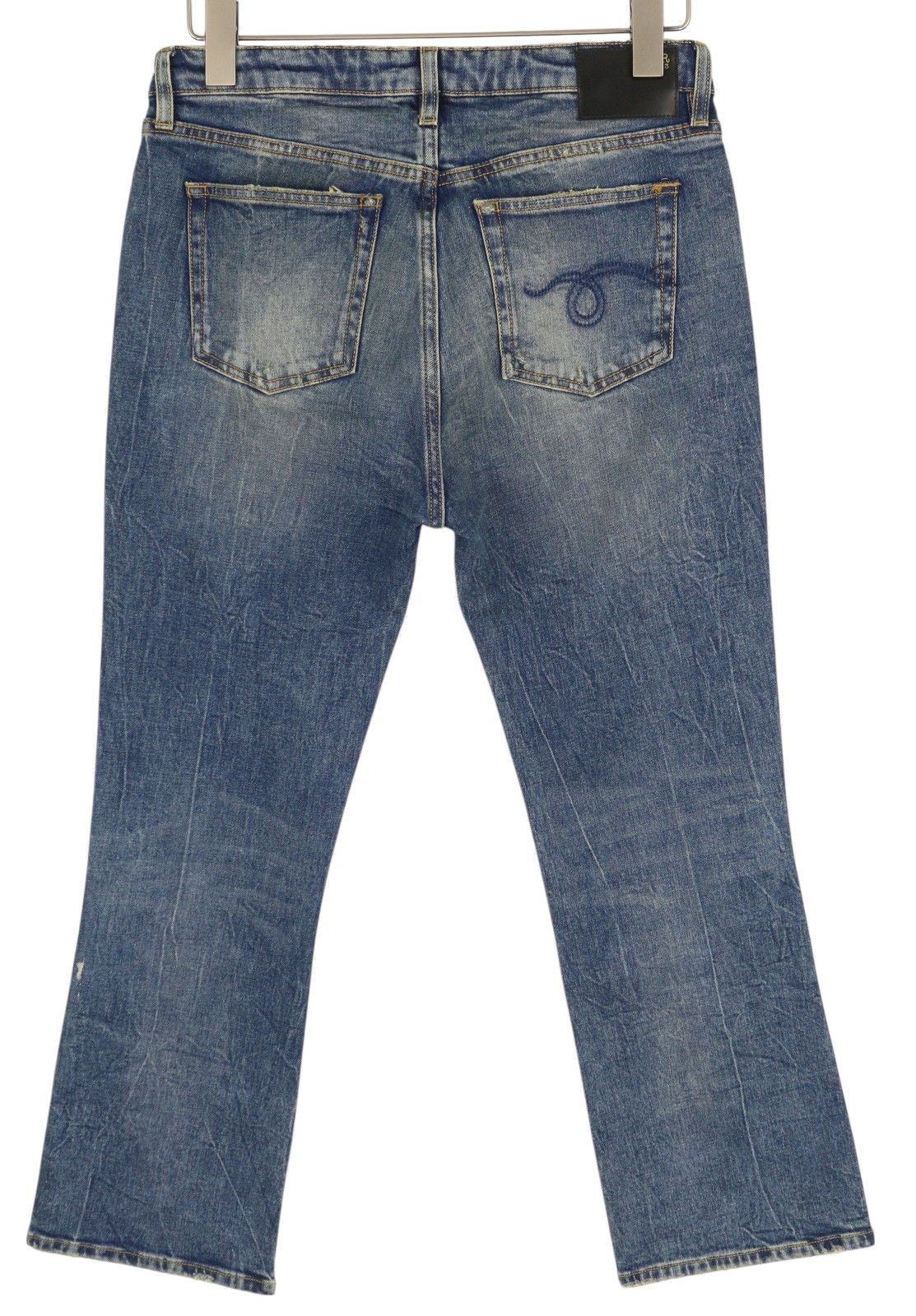 R13 KICK 29 Kelly Stretch Cropped Flared Faded Blue 85428 Size 29" - 4 Thumbnail