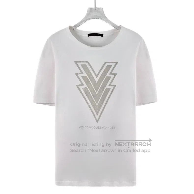 Louis Vuitton Louis Vuitton White V-print cotton crewneck short-sleeve T Size US M / EU 48-50 / 2 - 1 Thumbnail