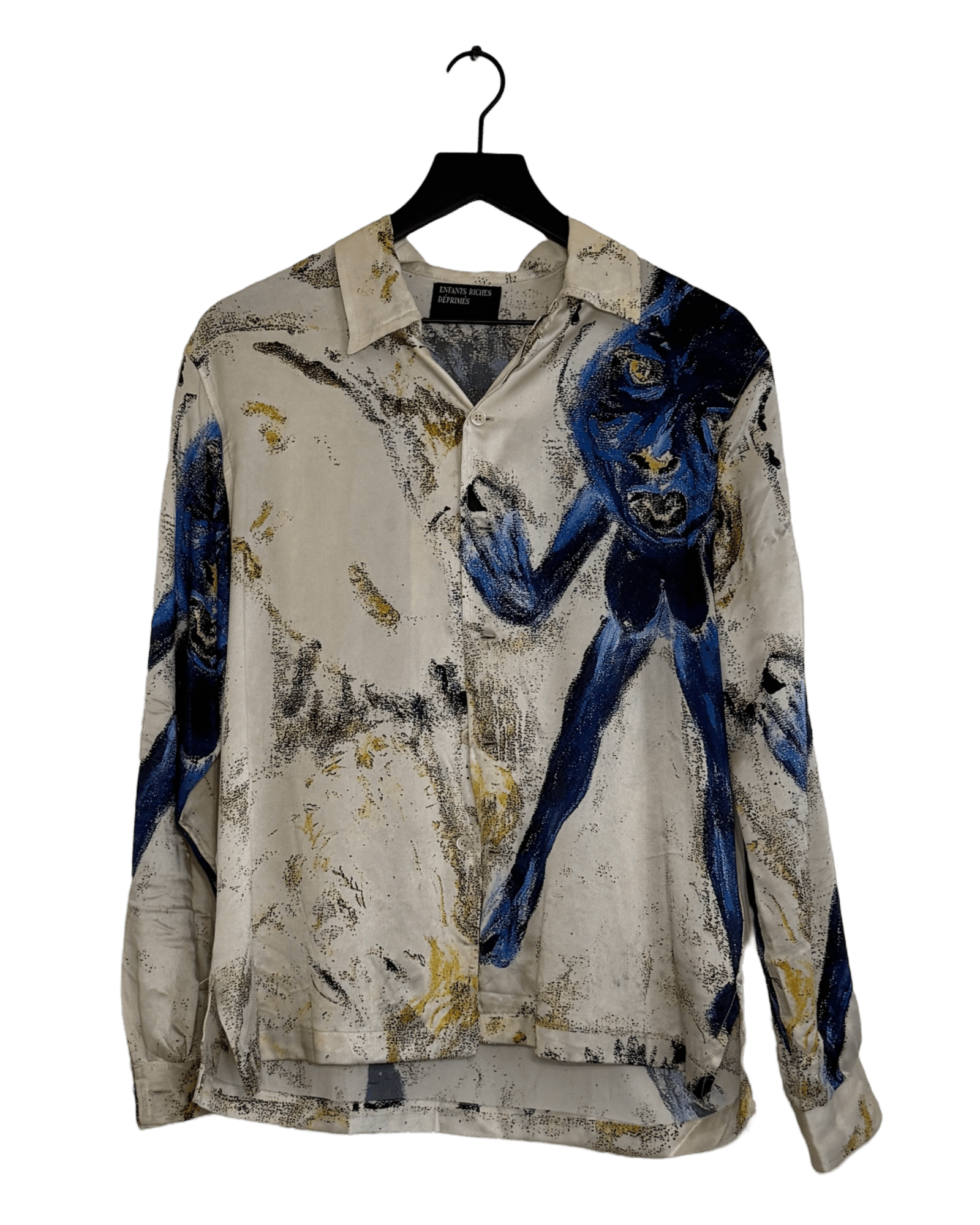 トップス Enfants Riches Deprimes ANIME SILK SHIRT Enfants Riches Deprimes Black And White Ornamented Silk Shirt