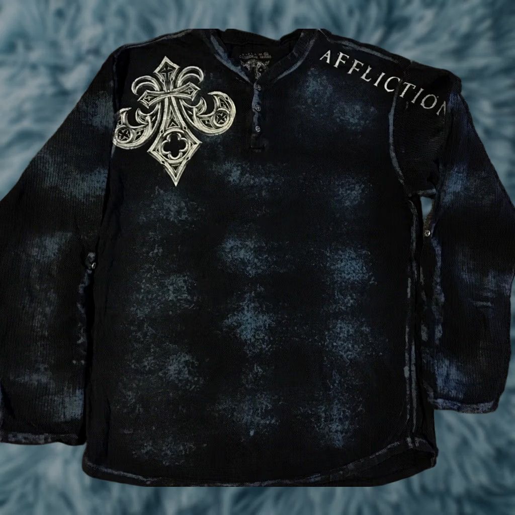 Tapout VINTAGE Affliction Shirt 3XL Black Cross Grunge Biker Emo Fire Goth 80s 90s Punk Rock USA Harley Motorcycle Y2K Jnco Tee Mens Size US XXL / EU 58 / 5 - 1 Thumbnail