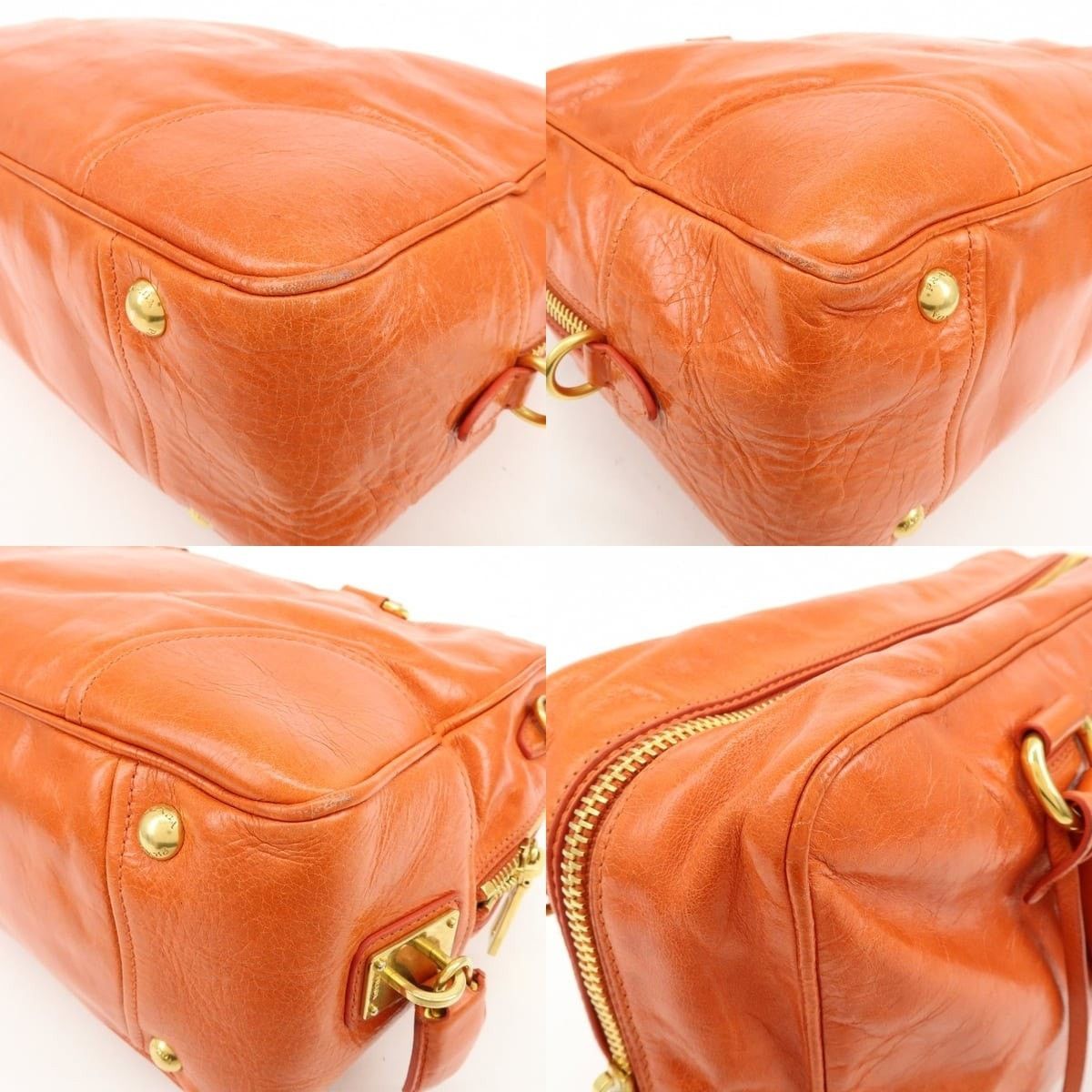 Prada Prada Logo Leather Duffle Bag Orange Size ONE SIZE - 5 Thumbnail