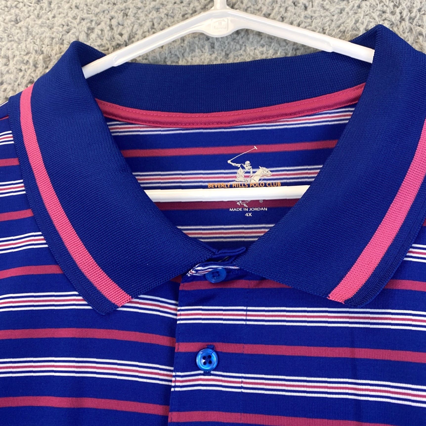 Beverly Hills Polo Club Beverly Hills Polo Club Polo Shirt Mens 4XL Blue Stripe Short Sleeve Golf Shirt Size US XXL / EU 58 / 5 - 2 Thumbnail