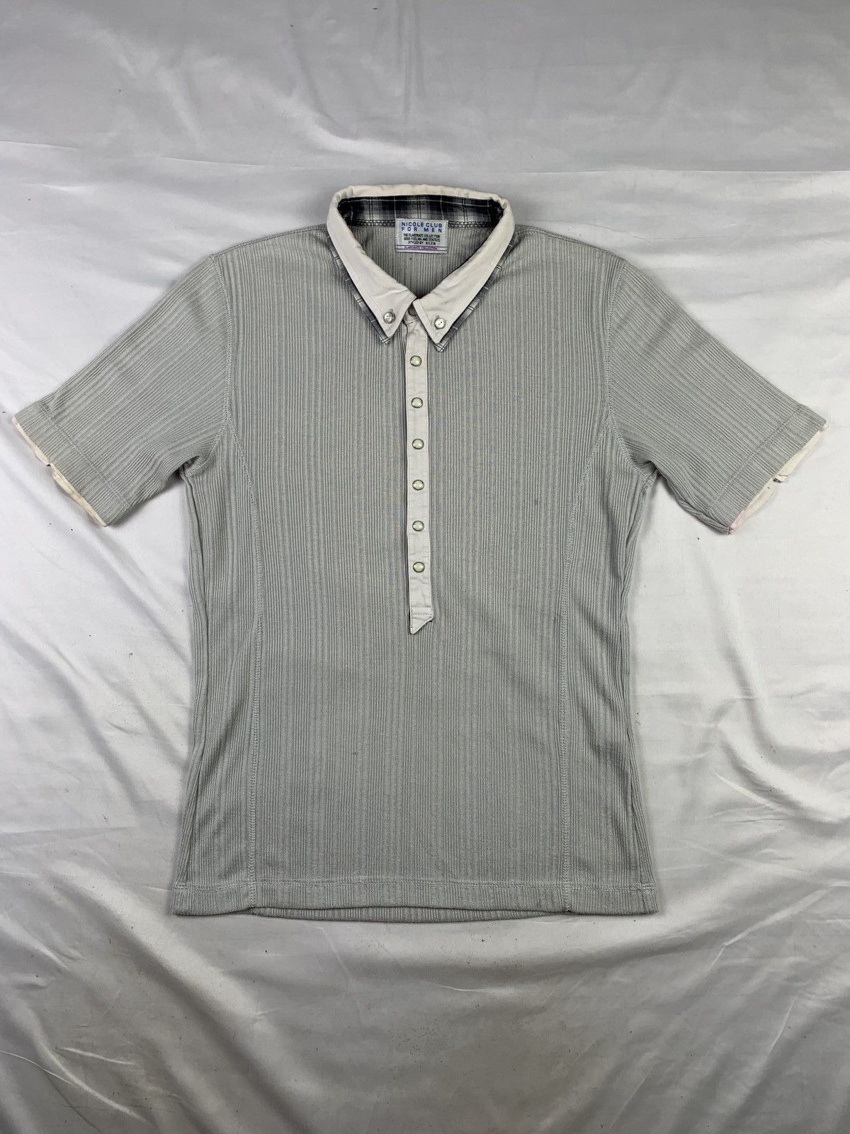 Nicole Club 2000s Nicole Club For Men Soft GreenDouble Collar Polo Shirt Size US S / EU 44-46 / 1 - 1 Thumbnail
