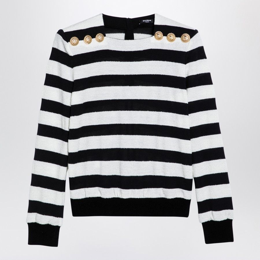Balmain o1d2blof0824 Striped Jersey in Black & White Size S / US 4 / IT 40 - 1 Thumbnail
