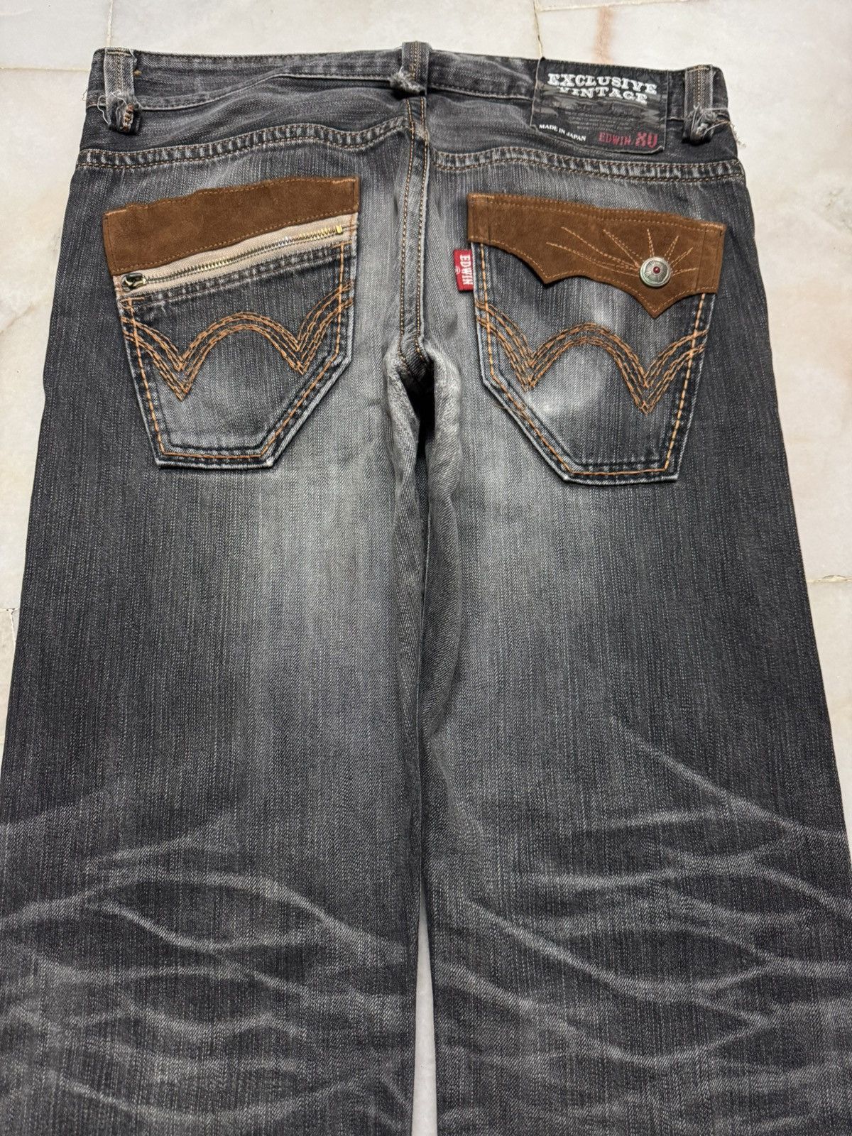 Japanese Brand 💥THRASHED💥90s STYLE EDWIN XV SICK SANDWASHED RARE FADES Size US 35 - 10 Thumbnail