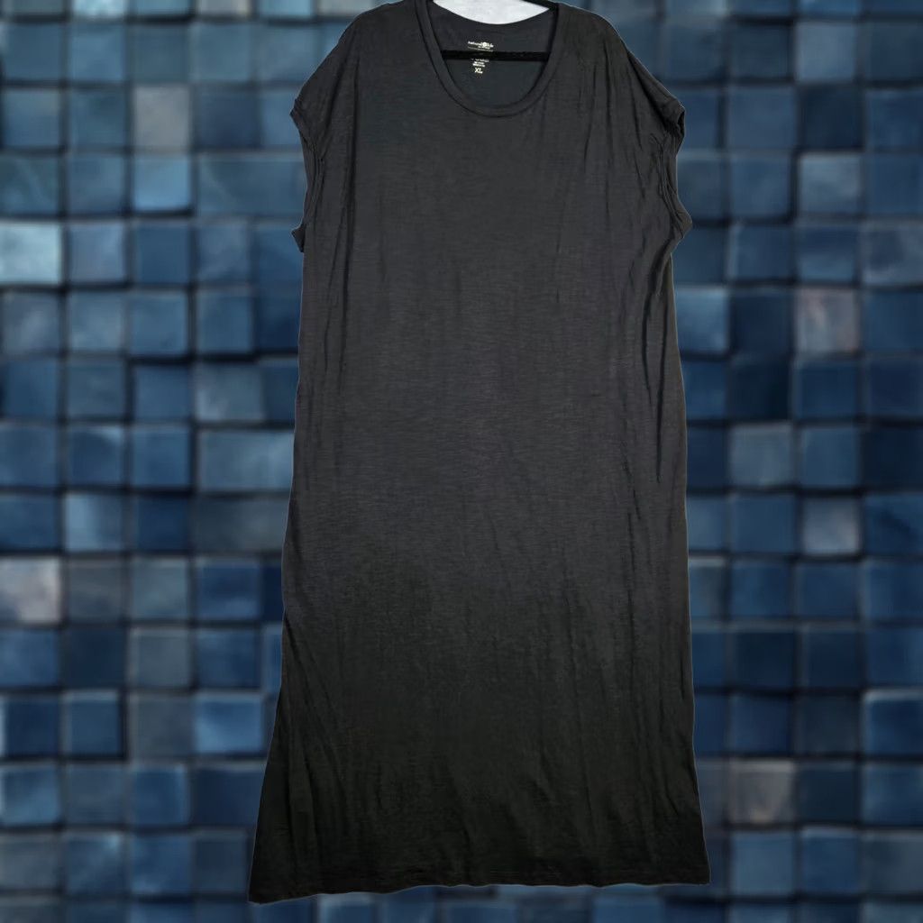 Vintage Natural Life Women's XL Black Jersey Knit Cotton Tee Midi Dress Dress Black Jersey Knit Cotton Tee Midi Dress Size XL / US 12-14 / IT 48-50 - 1 Thumbnail
