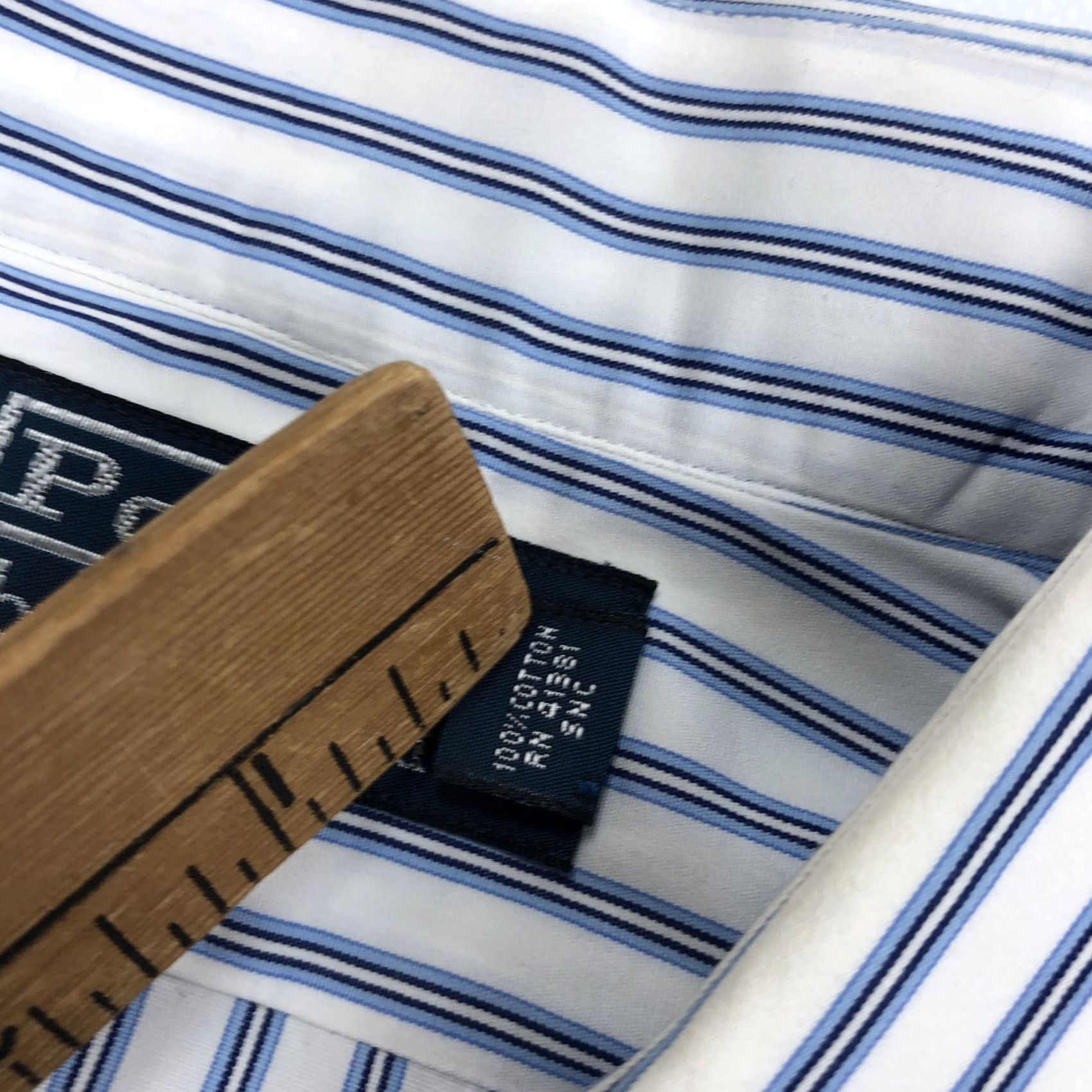 Polo Ralph Lauren Polo by Ralph Lauren Dress Shirt Striped Long Sleeve Blue White 18 Regular Men's Shirt Size 48R - 7 Thumbnail
