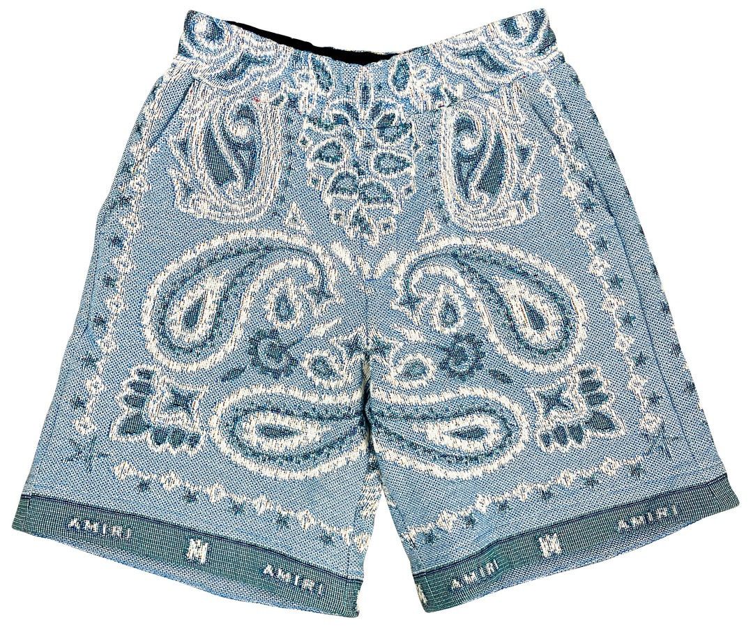 image of Amiri NWT Tapestry Bandana Short in Blue, Men's (Size 32)