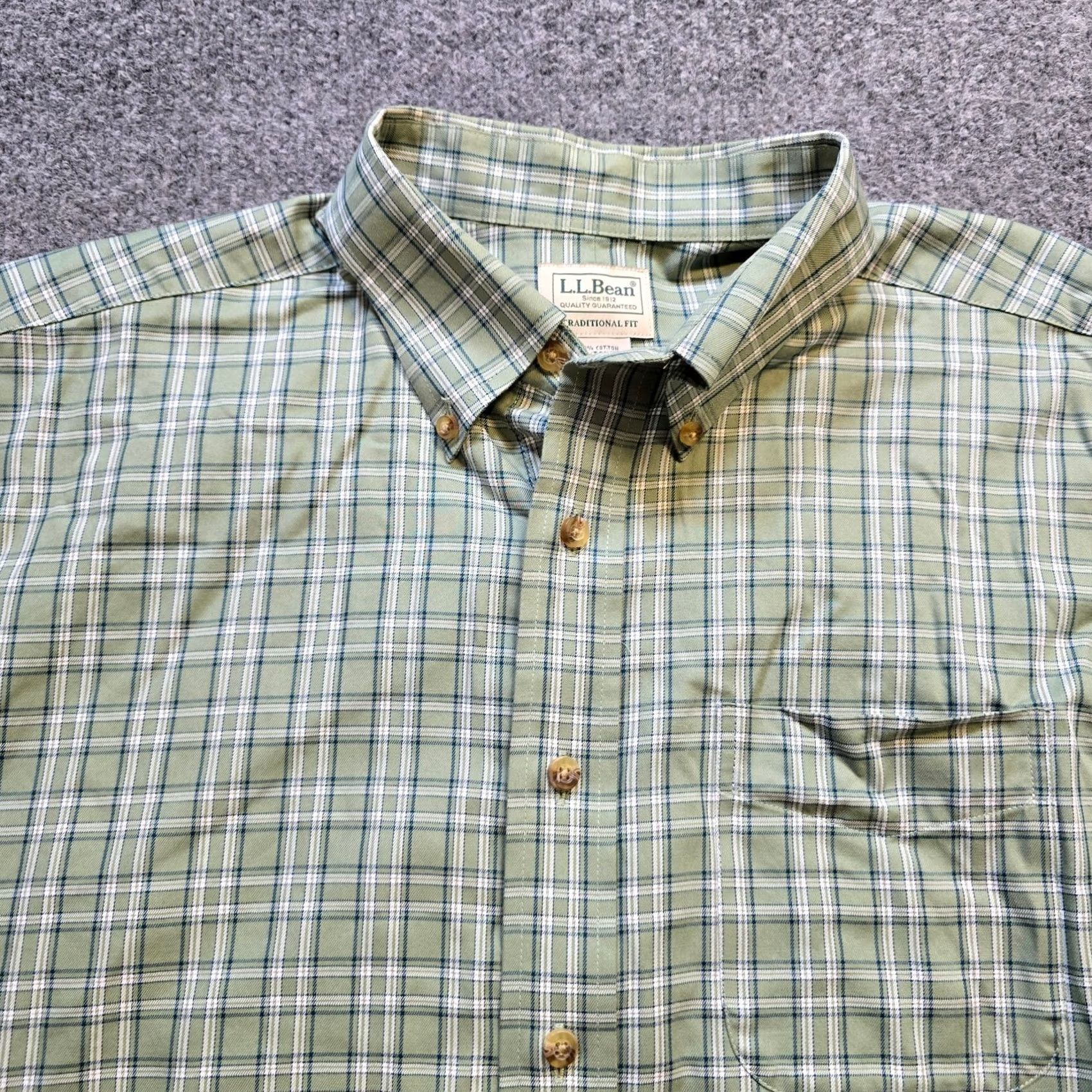 Vintage LL Bean Shirt Mens Large Tall Green Plaid Twill Button-Front Casual No Iron Shirt Mens Large Tall Green Plaid Twill Casual Button-Up Size US L / EU 52-54 / 3 - 2 Thumbnail