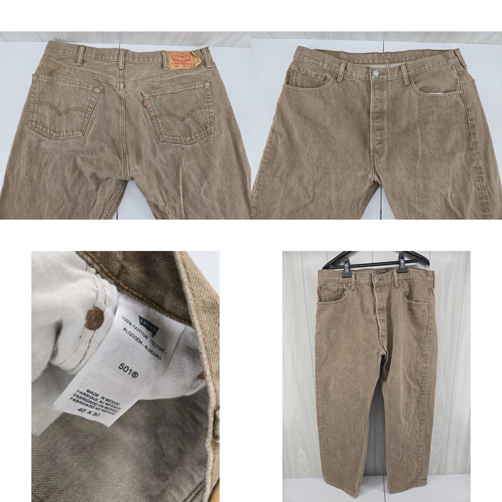 Levi's Levi's 501 Jeans Mens 40x30 Beige Denim Button Fly Regular Fit 5-Pocket Logo USA Size US 40 / EU 56 - 8 Thumbnail