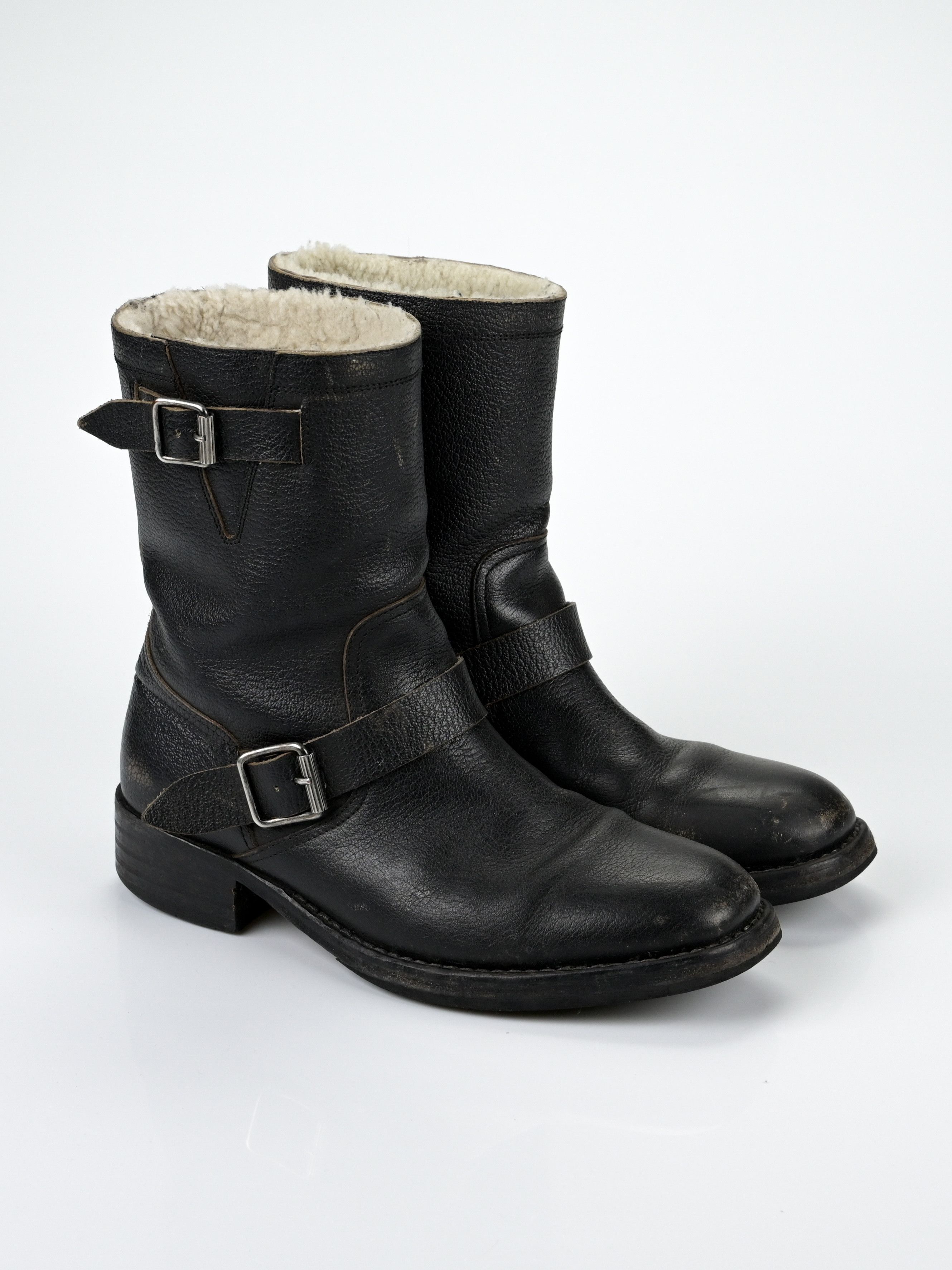 Maison Margiela Shearling-Lined Leather Biker Boots Size US 9 / EU 42 - 1 Thumbnail